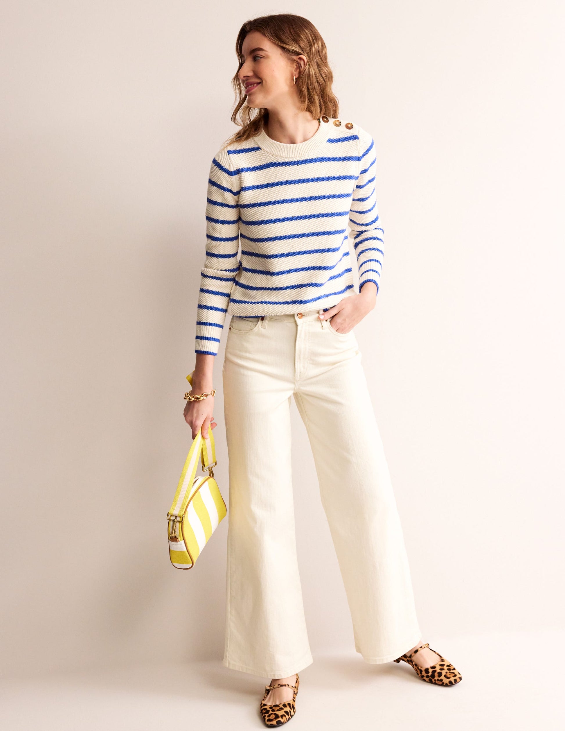Button Detail Stitch Jumper-Warm Ivory, Island Sapphire-4