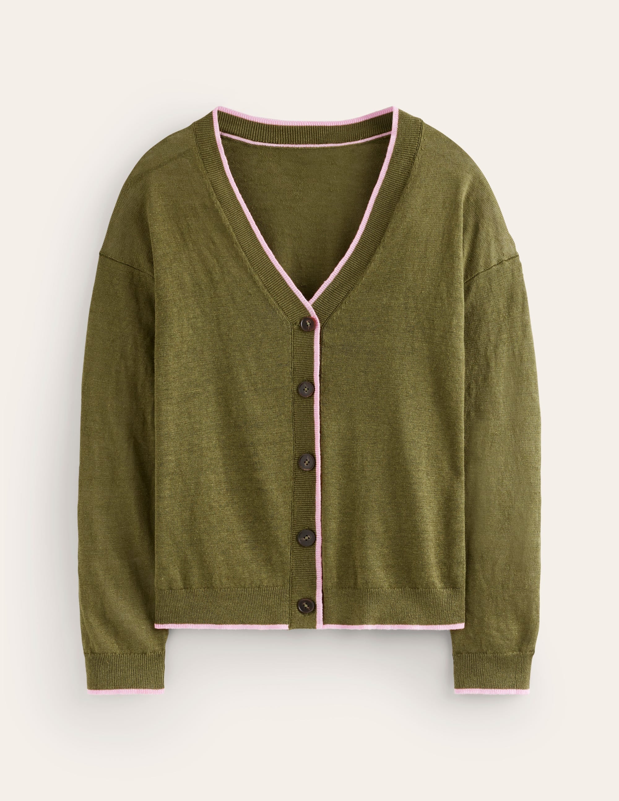 Maggie V-Neck Linen Cardigan-Spruce Green - Image 5