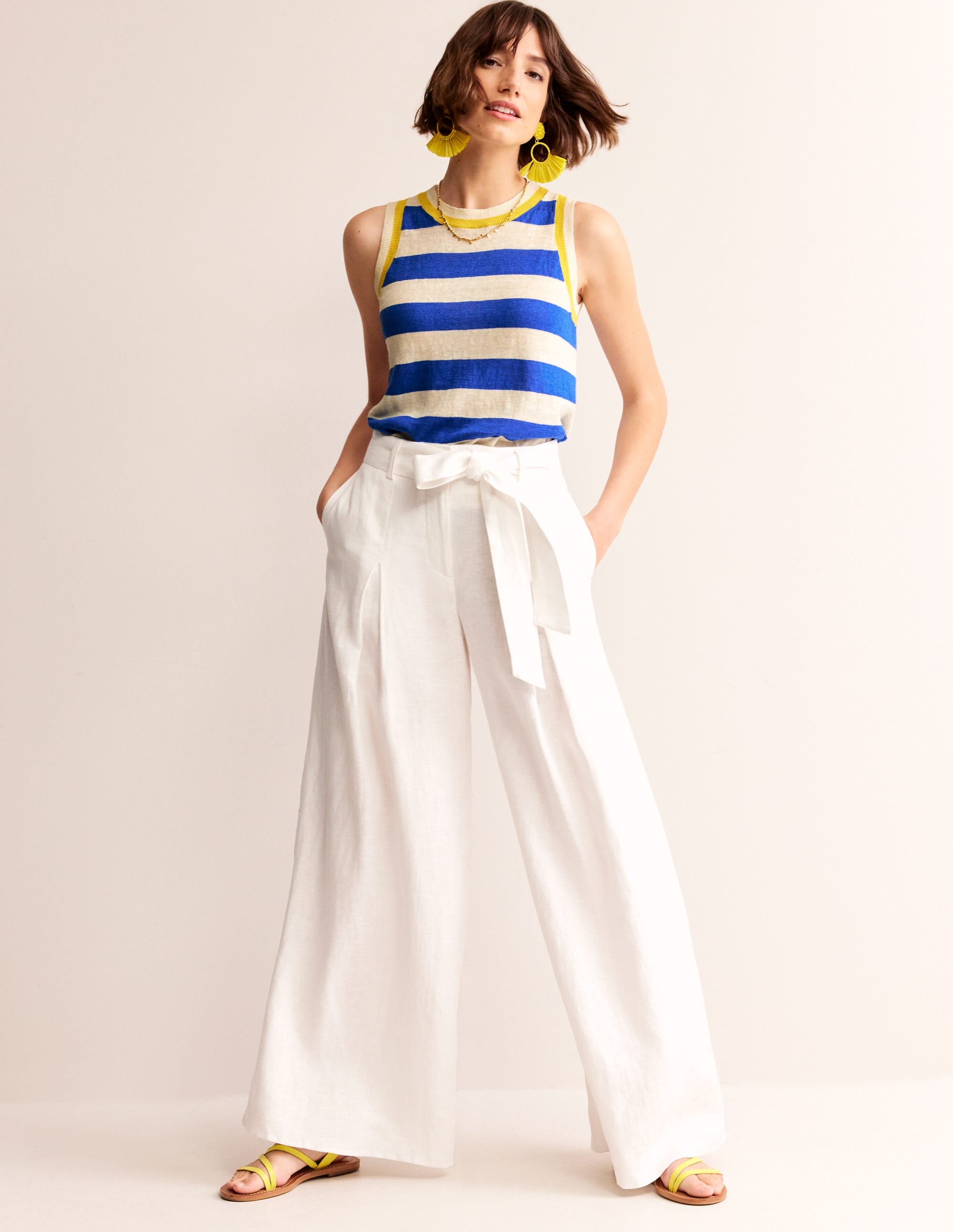 Maggie Linen Tank-Mariner Blue/ Warm Ivory - Image 4