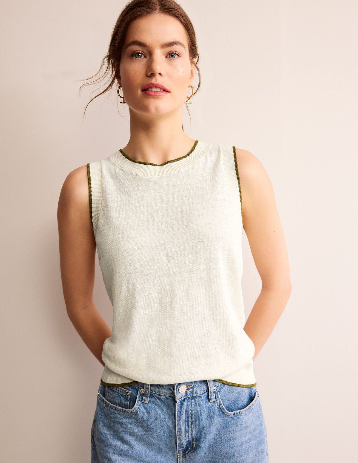 Maggie Linen Tank-Warm Ivory-1