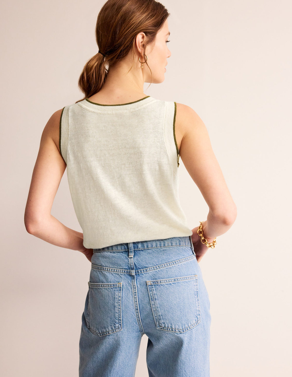 Maggie Linen Tank-Warm Ivory - Image 3