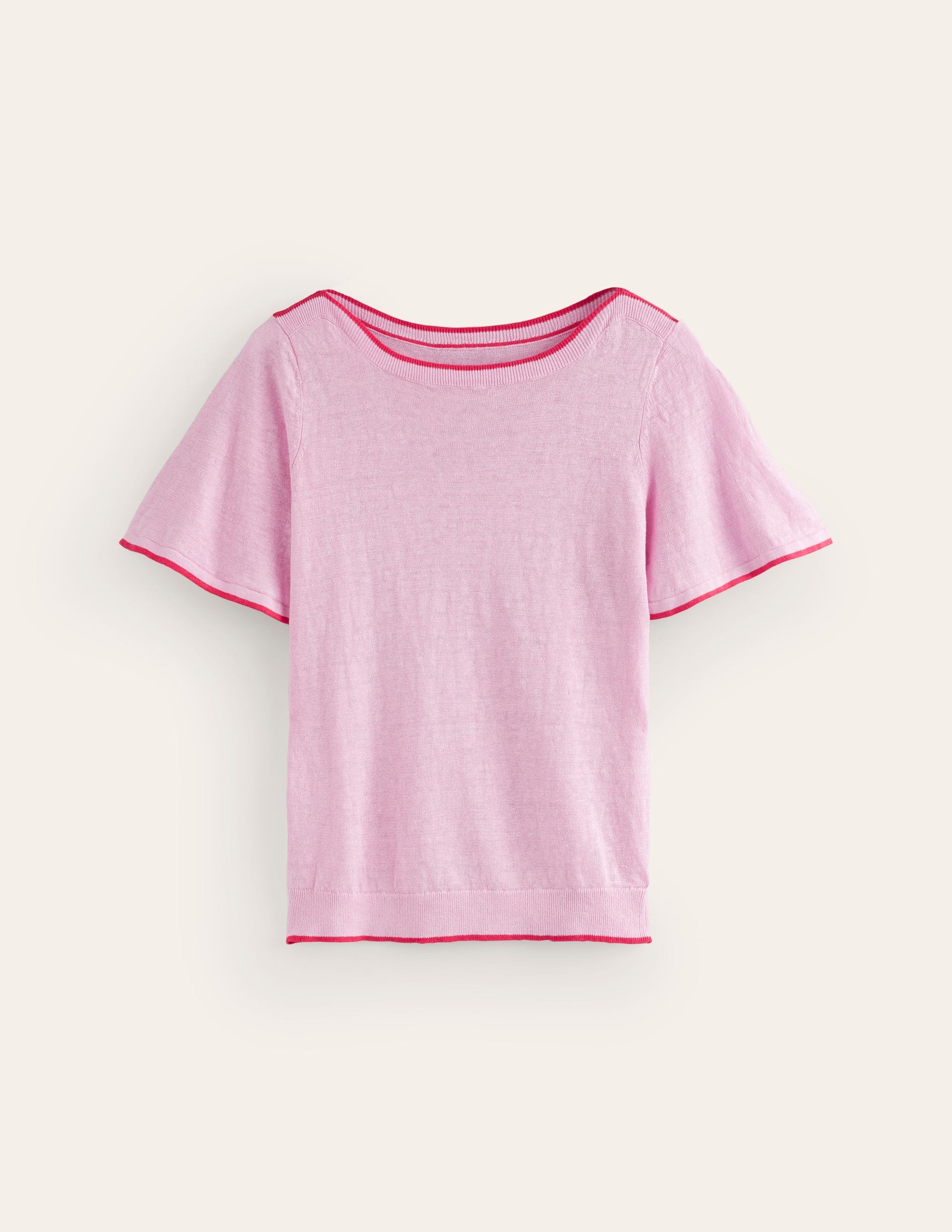 Maggie Boat Neck Linen T-Shirt-Soft Peony Pink-5