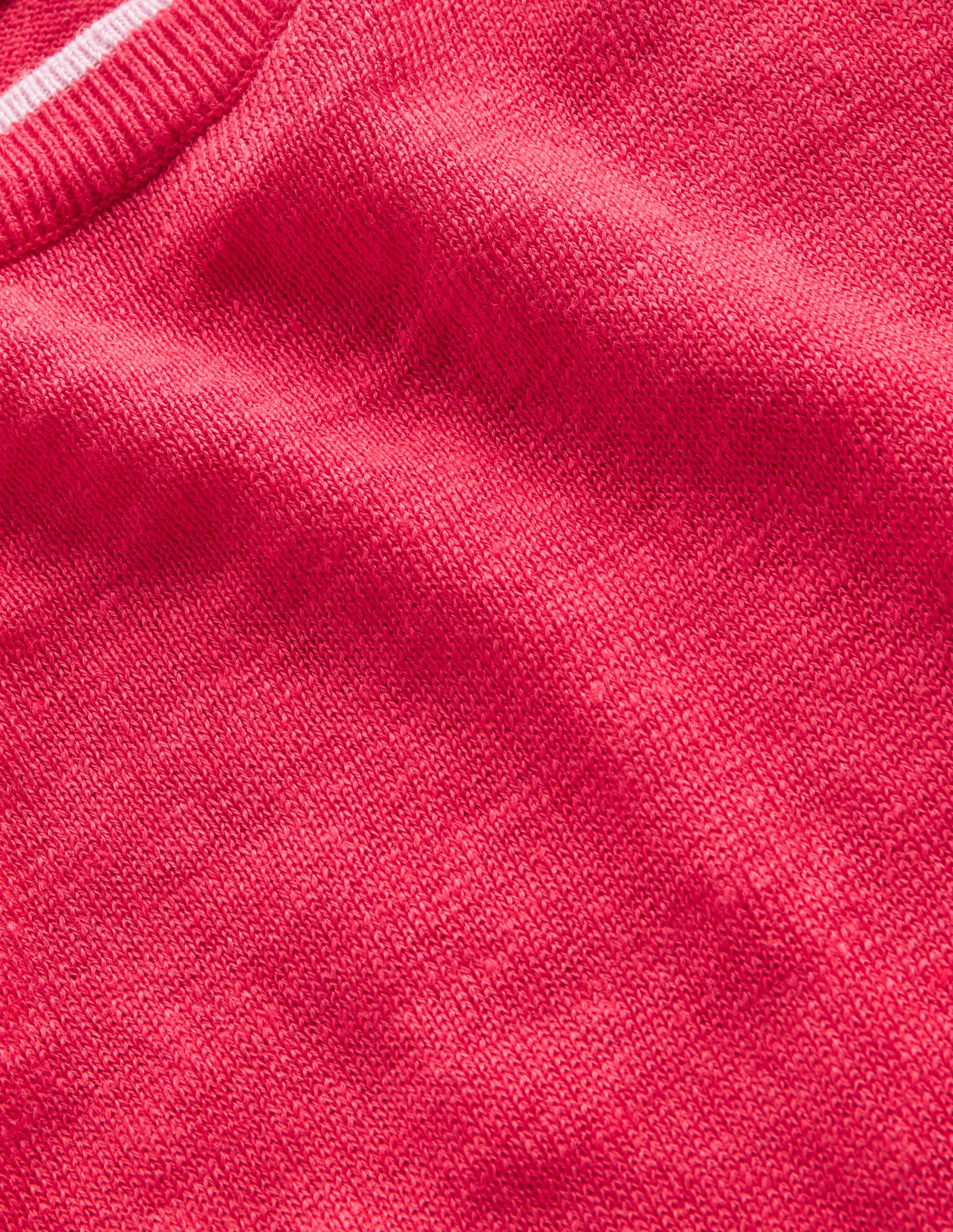 Maggie Boat Neck Linen T-Shirt-Bright Coral - Image 6