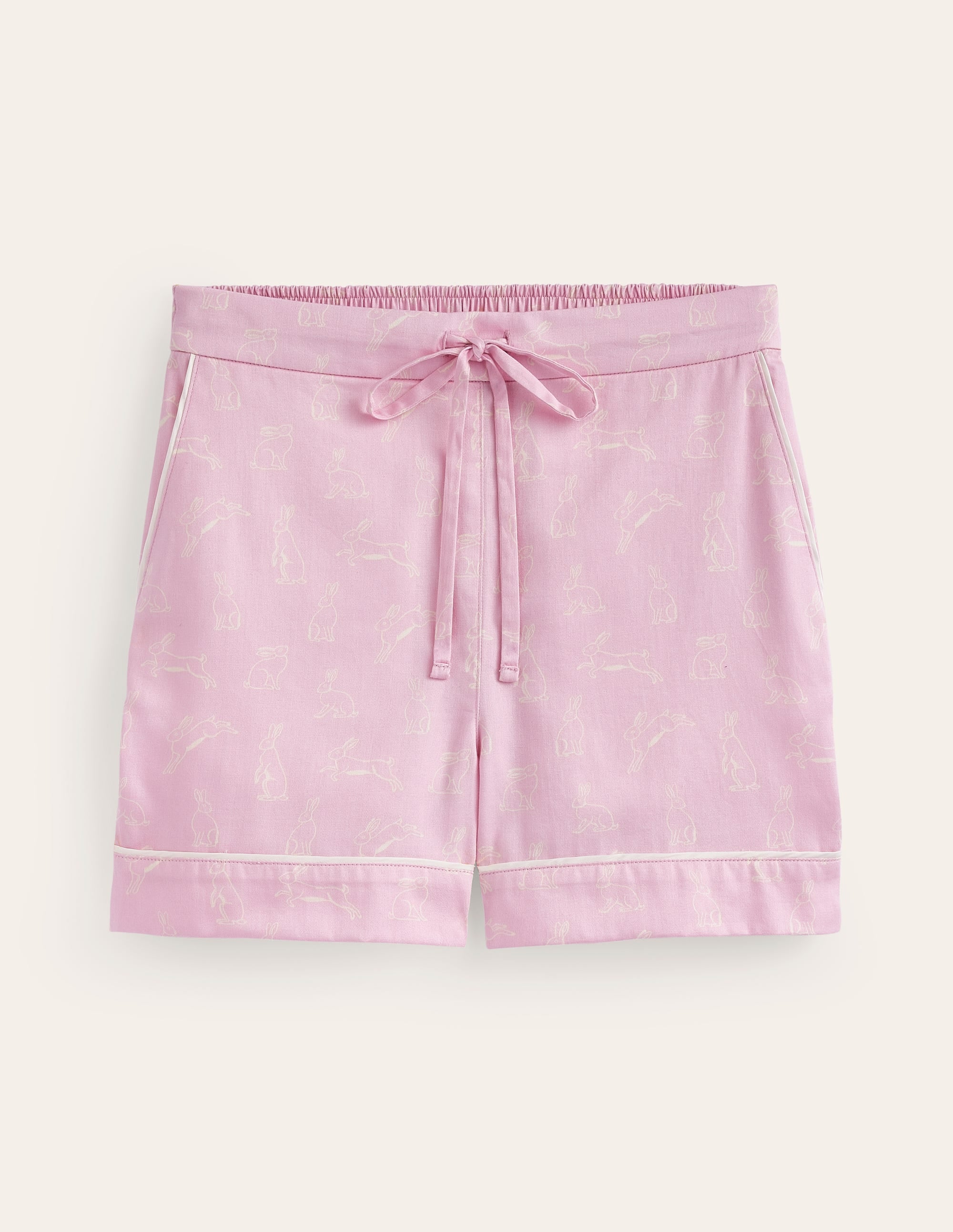 Cotton Sateen Pyjama Shorts-Pink, Bunny Hop - Image 5