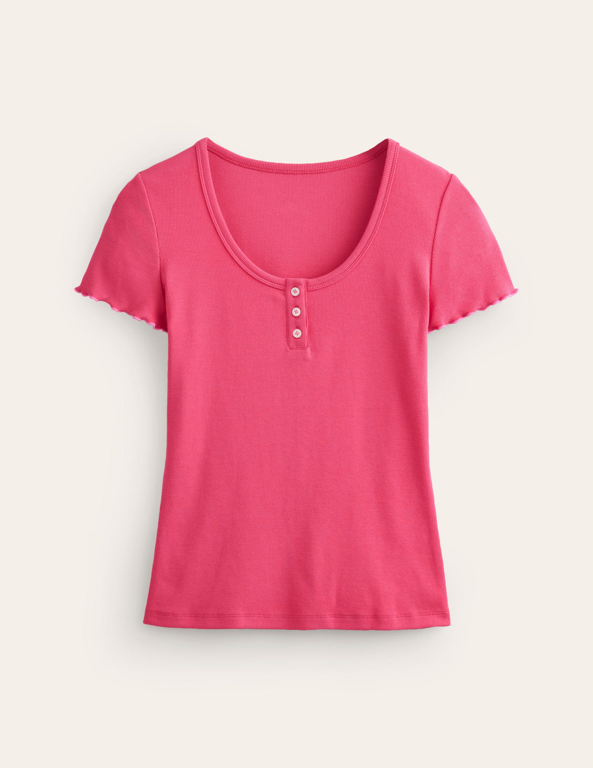 Lettuce Hem Scoop Neck PJ Top-Rethink Pink-5