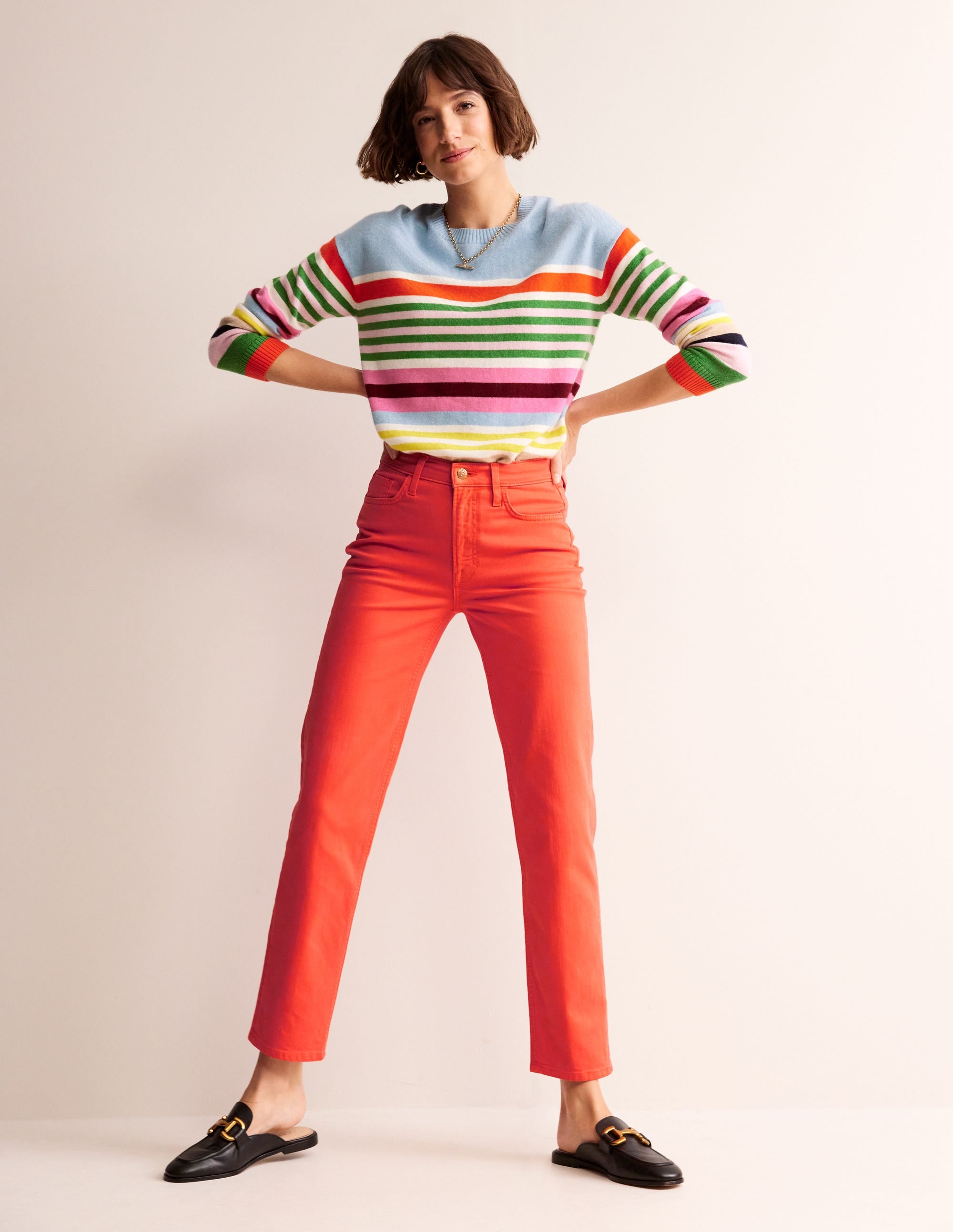Mid Rise Slim Leg Jeans-Manderin - Image 1