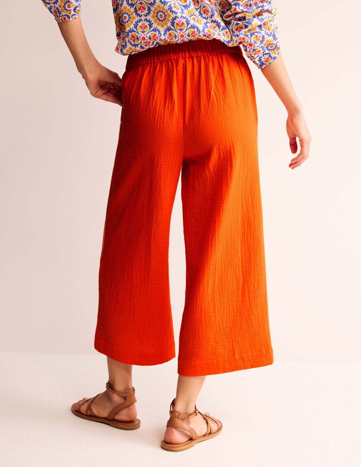 Pull-on Doublecloth Trousers-Mandarin Orange-3