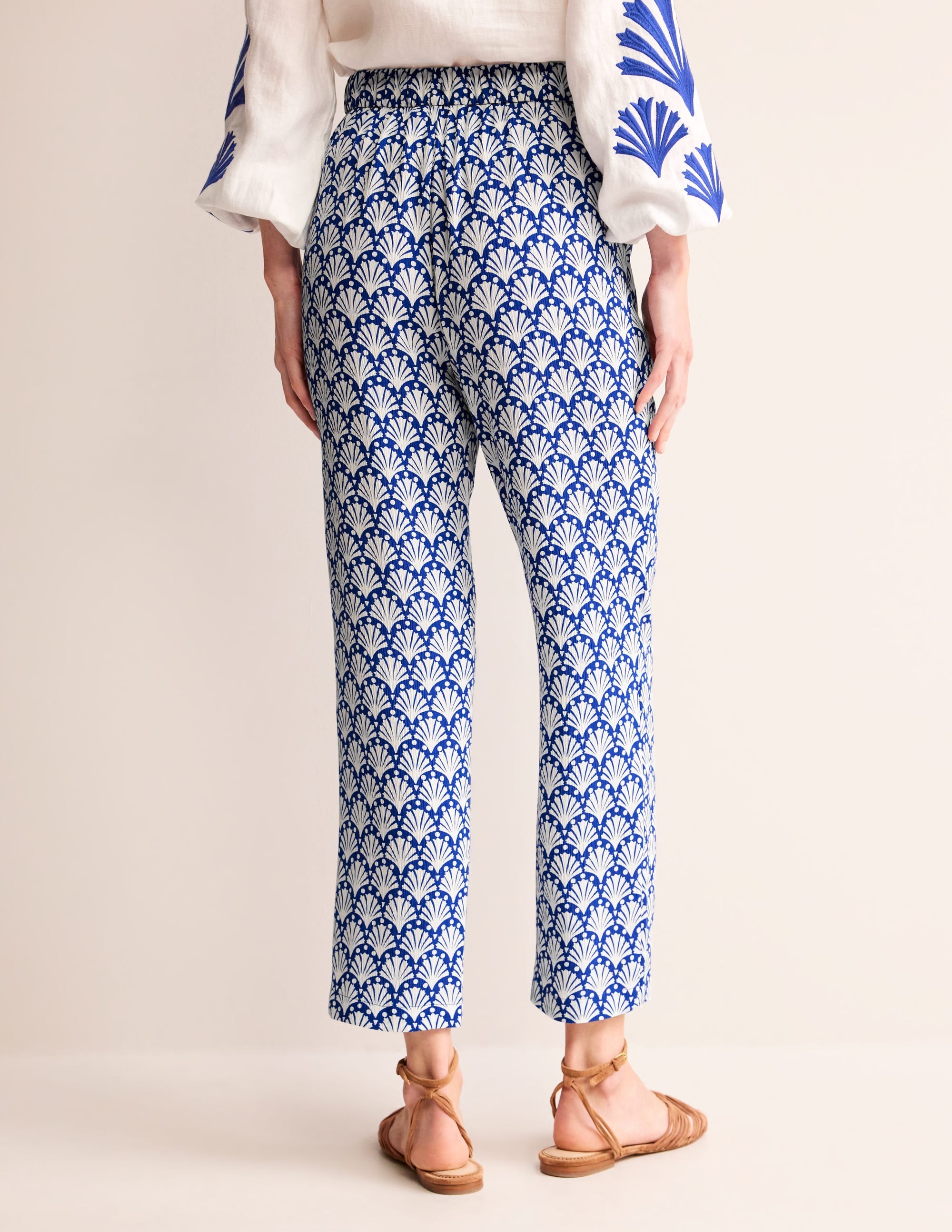 Crinkle Tapered Trousers-Surf the Web and Ivory, Shells - Image 3