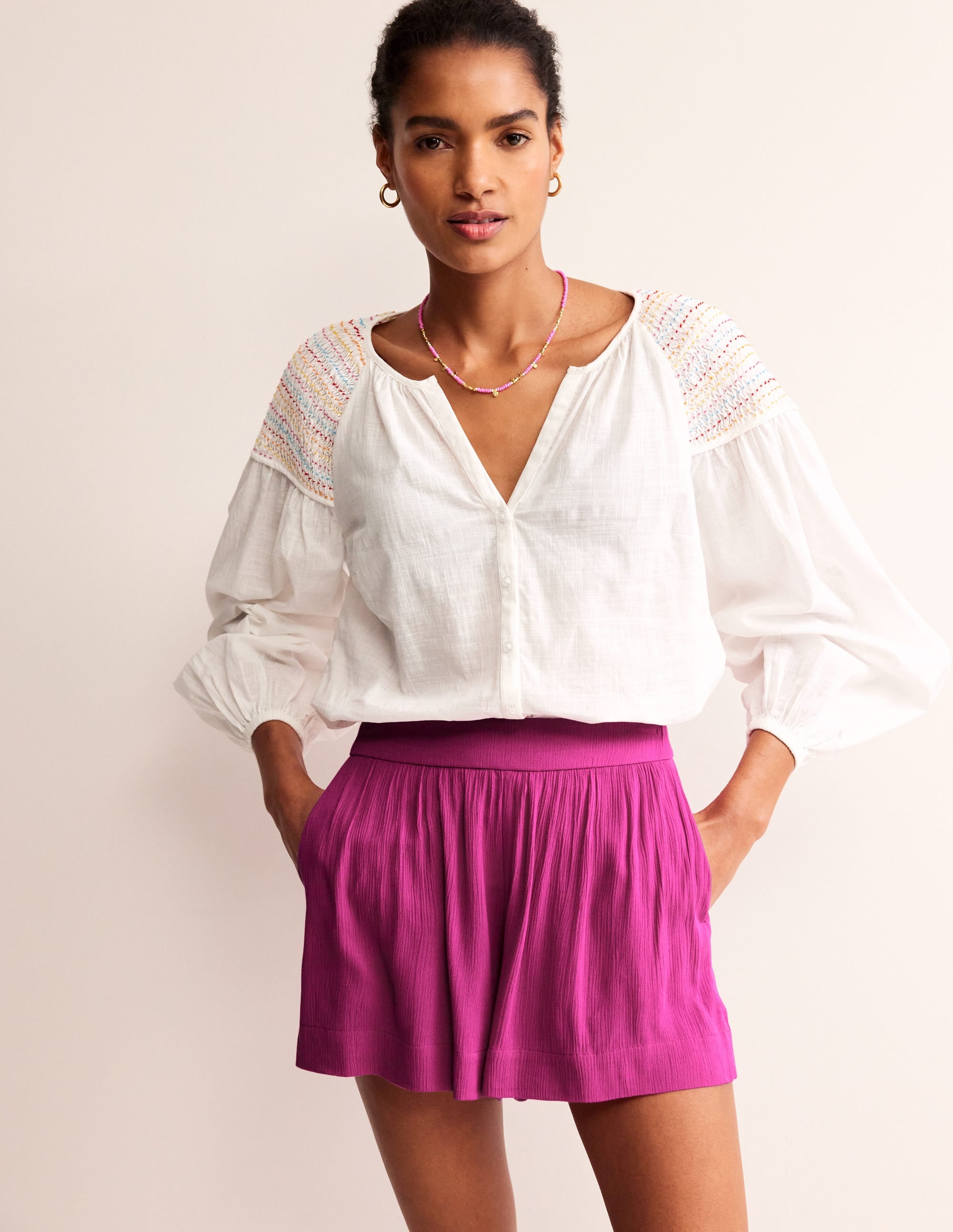 Crinkle Shorts-Phlox Pink - Image 1