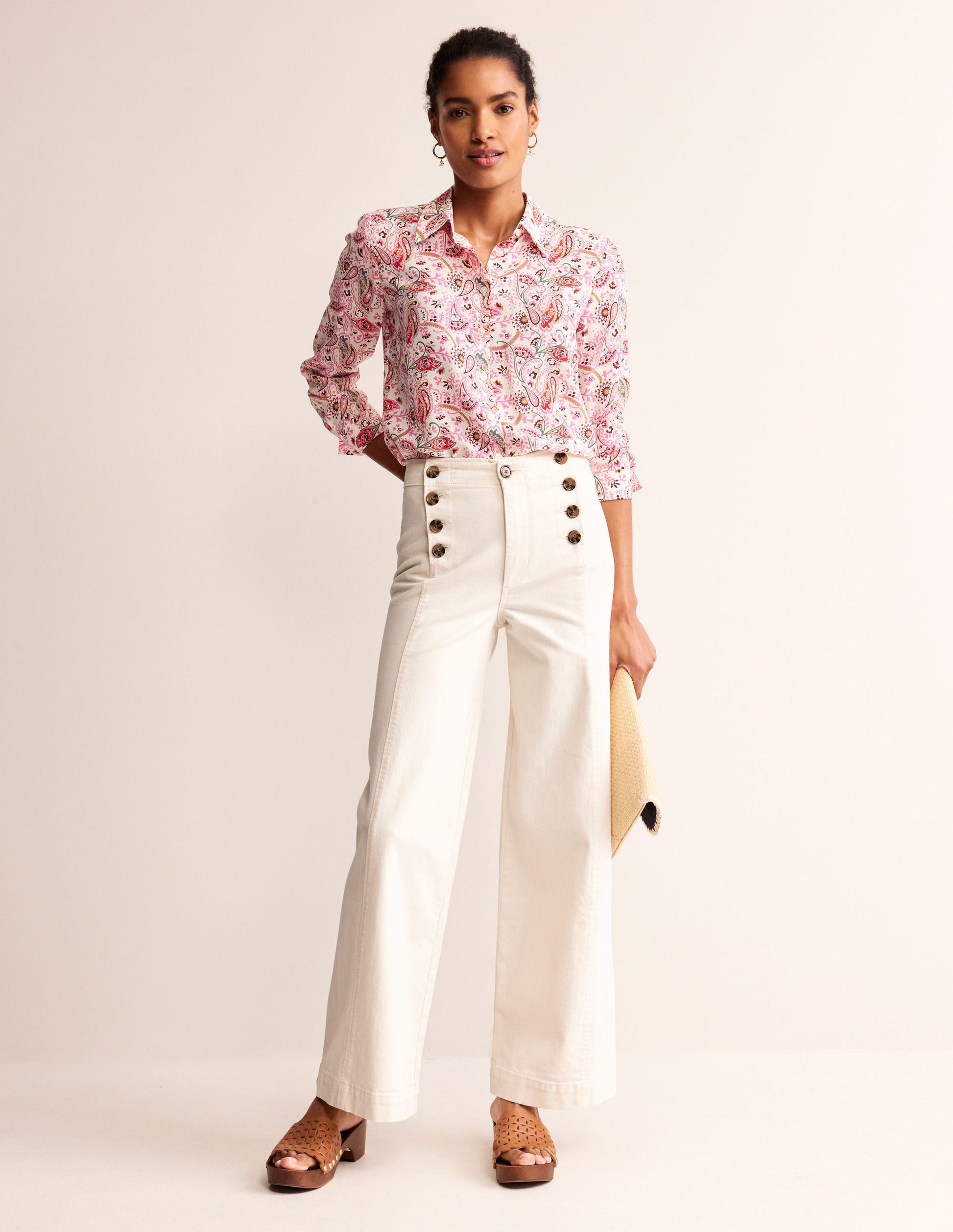 Sailor Wide Leg Trousers-Ecru-1