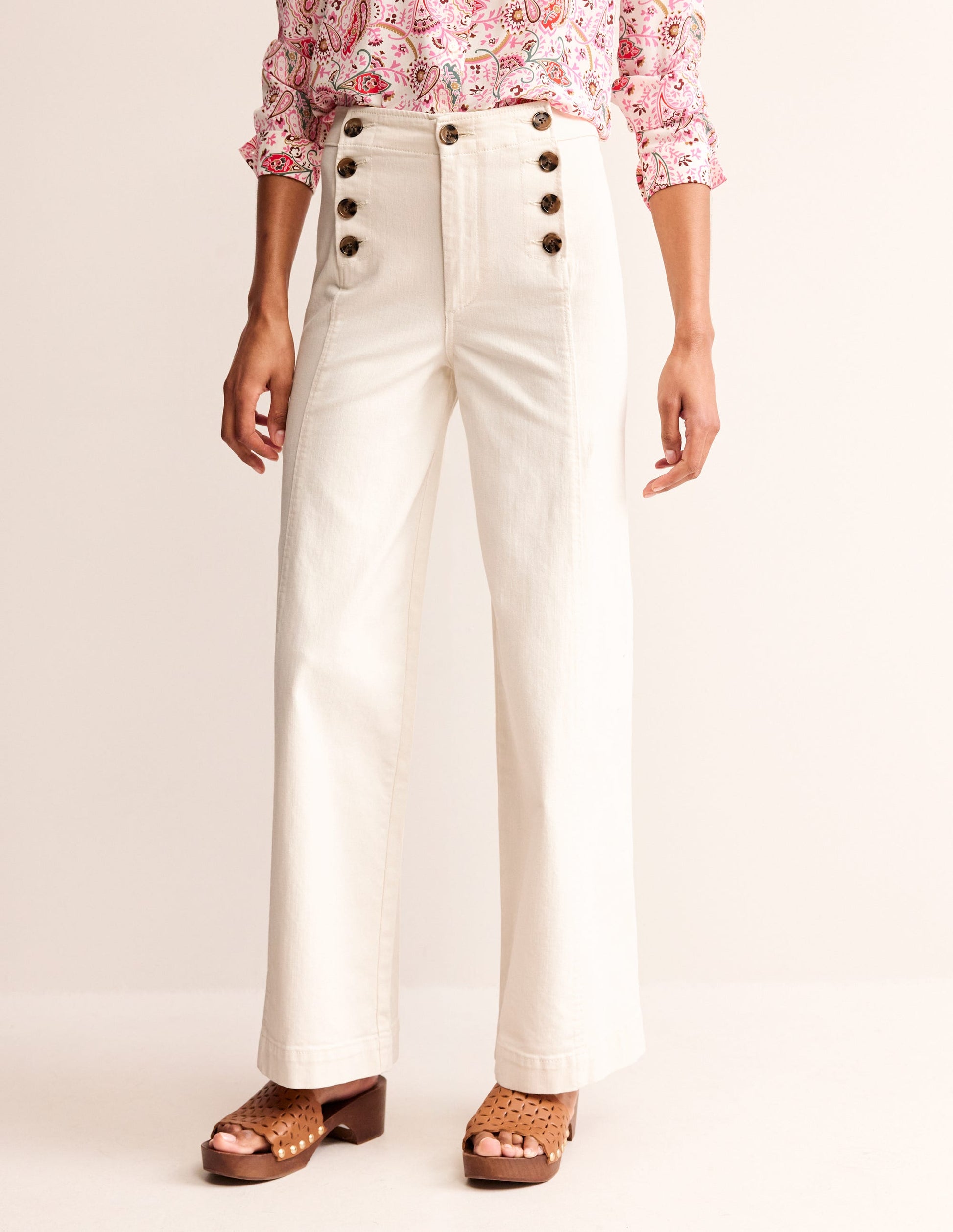 Sailor Wide Leg Trousers-Ecru-4