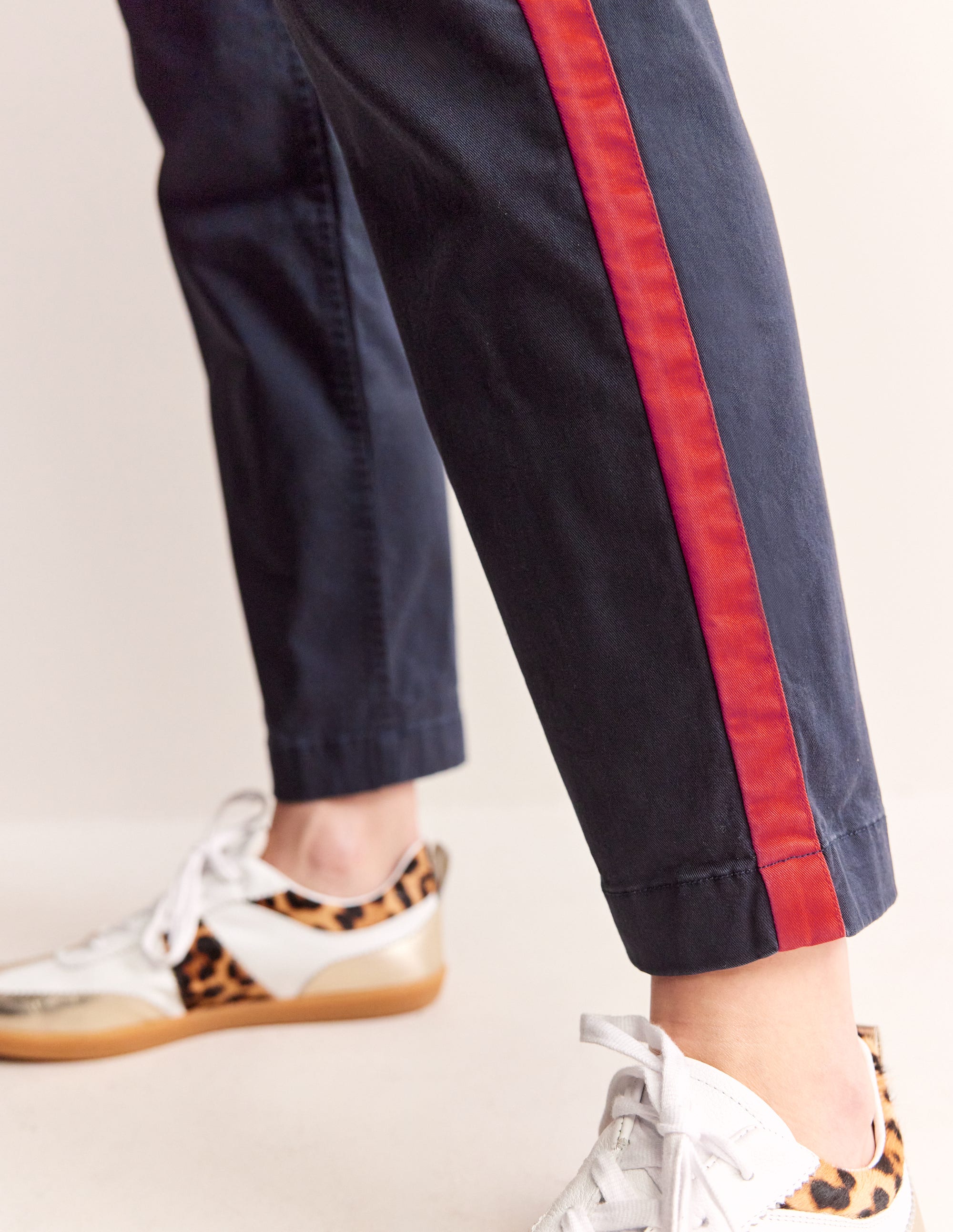 Barnsbury Chino Trousers-Navy Side Stripe - Image 2