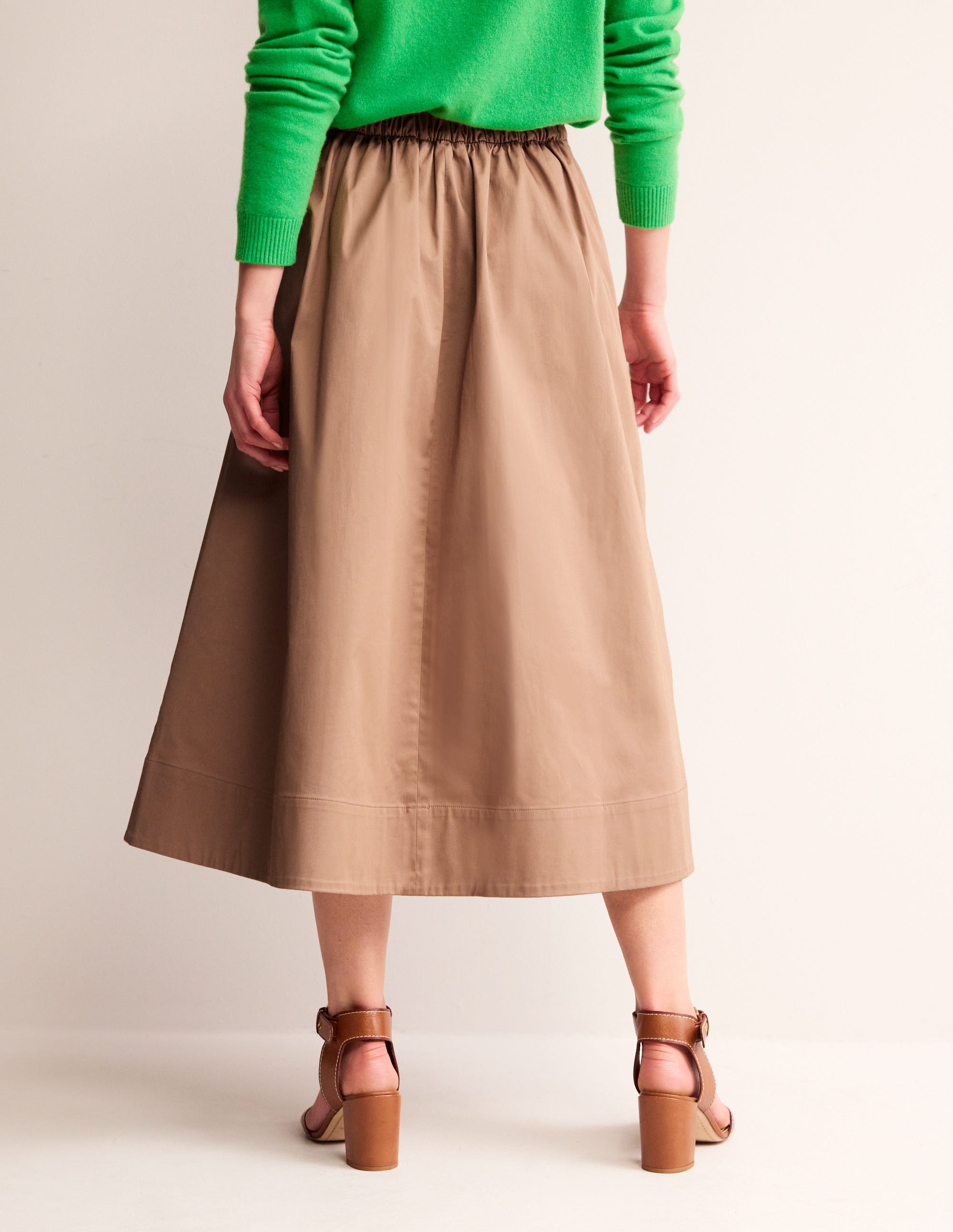 Isabella Cotton Sateen Skirt-Neutral - Image 3