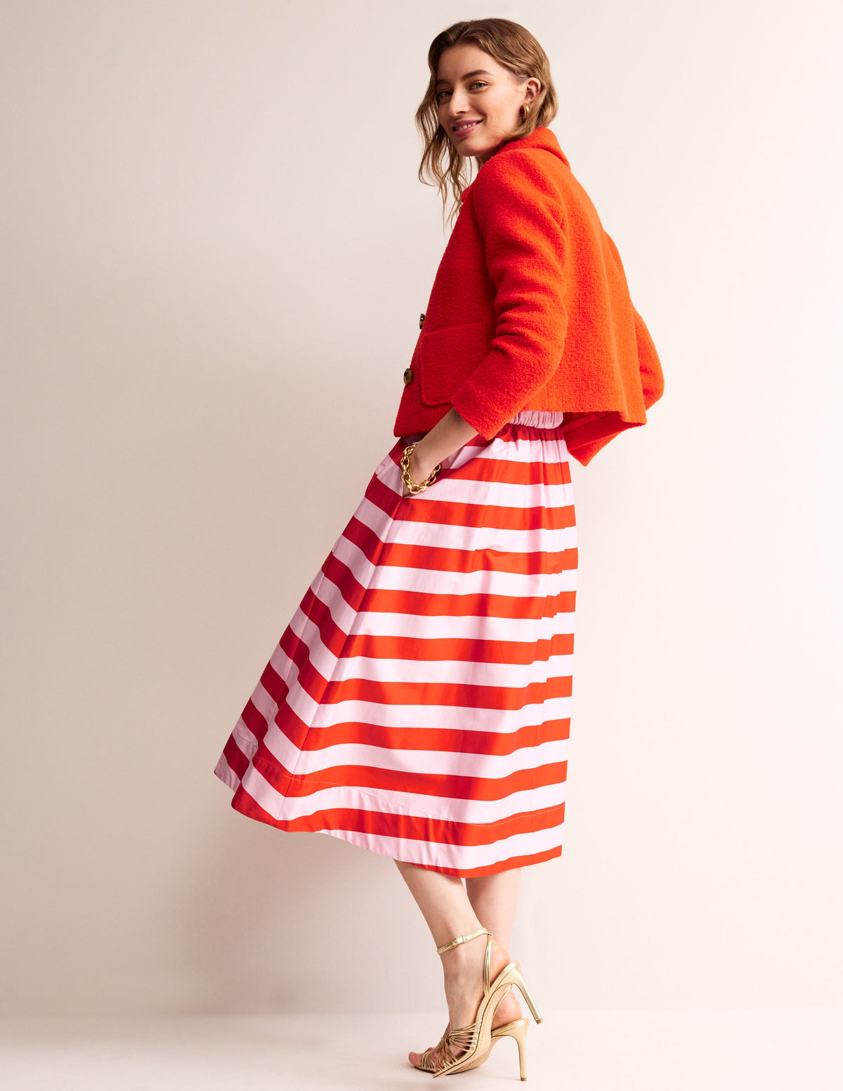 Isabella Cotton Sateen Skirt-Fiesta and Orchid Pink Stripe-1