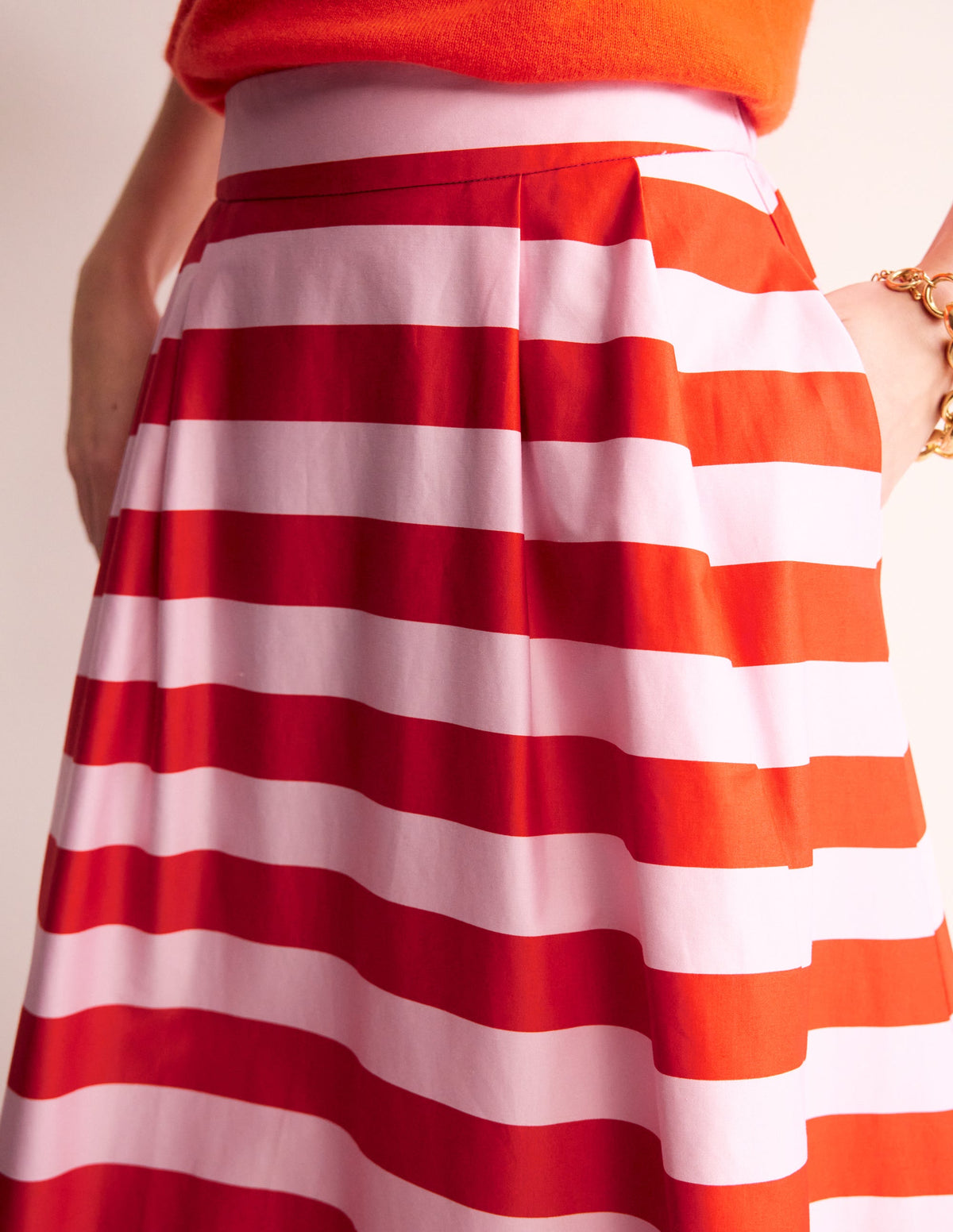 Isabella Cotton Sateen Skirt-Fiesta and Orchid Pink Stripe-2