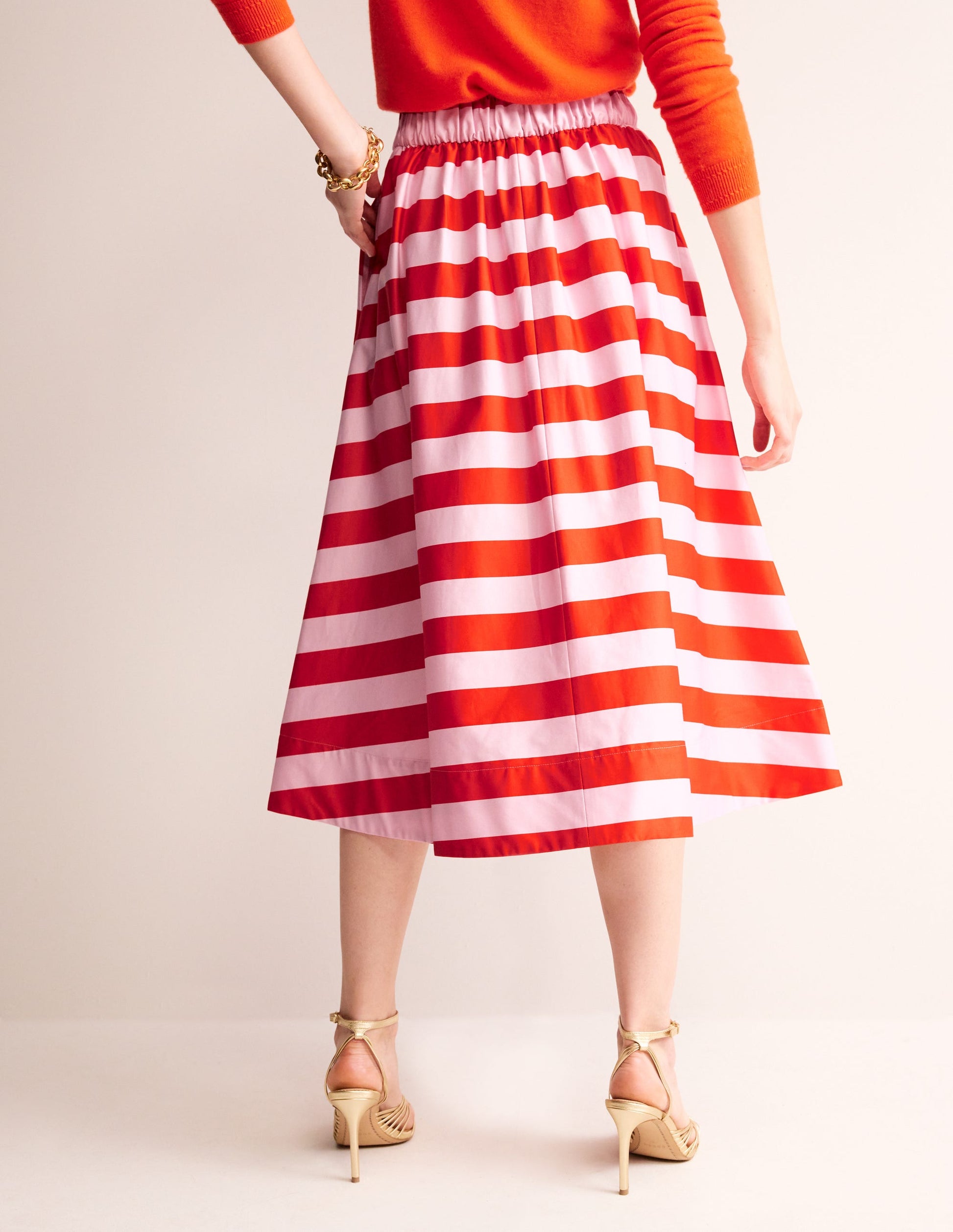 Isabella Cotton Sateen Skirt-Fiesta and Orchid Pink Stripe-3