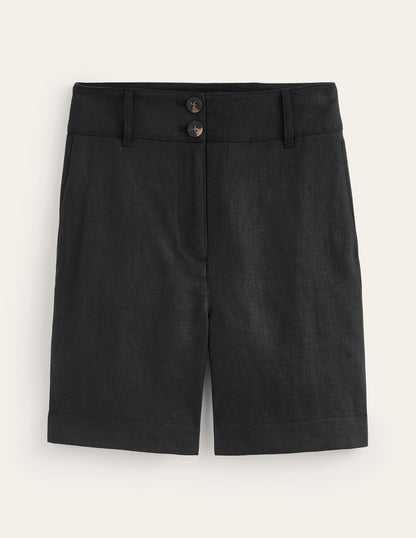 Westbourne Linen Shorts-Black-5