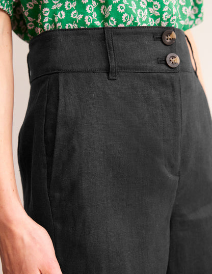 Westbourne Linen Shorts-Black-2