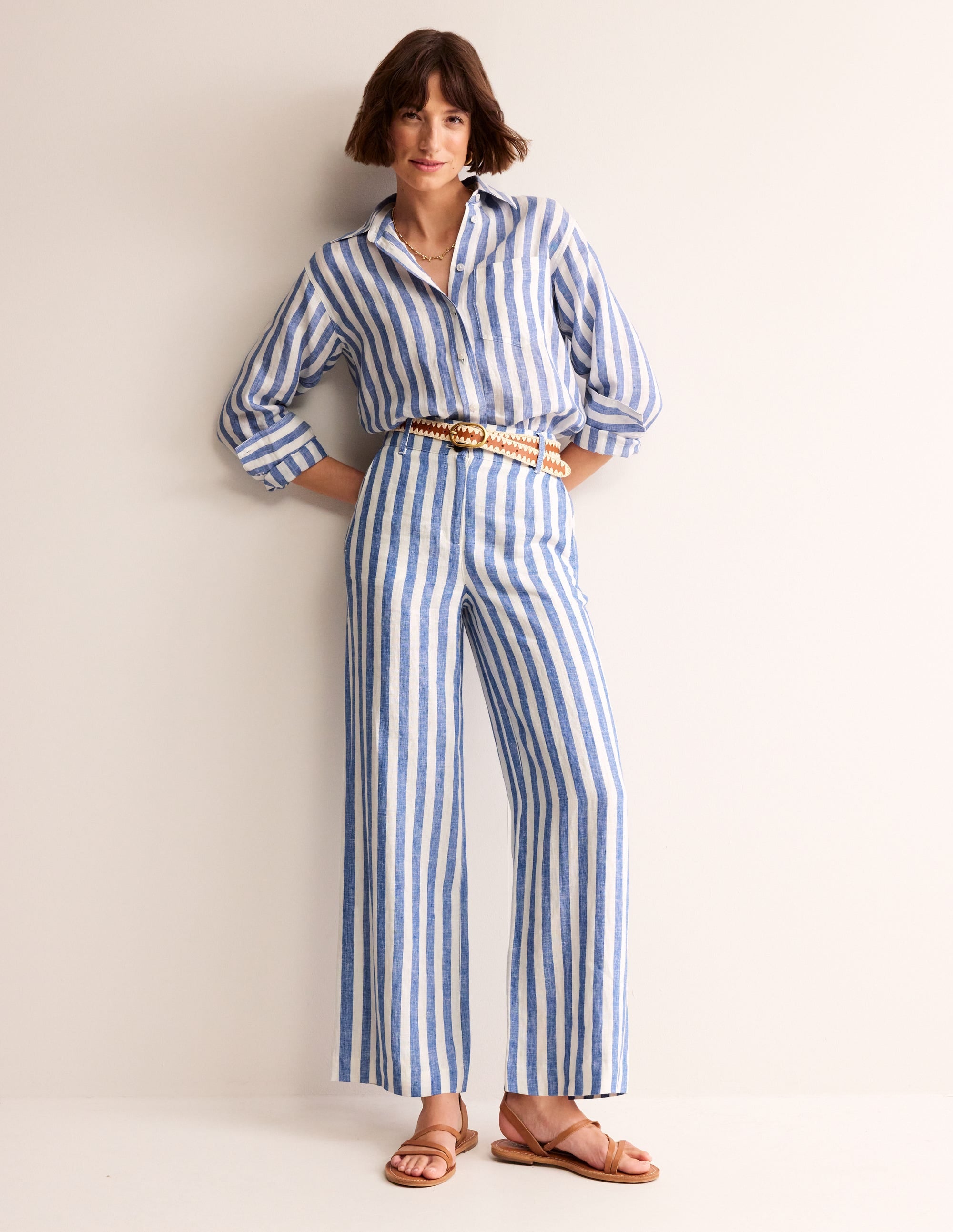 Westbourne Linen Trousers-Stripe - Image 1
