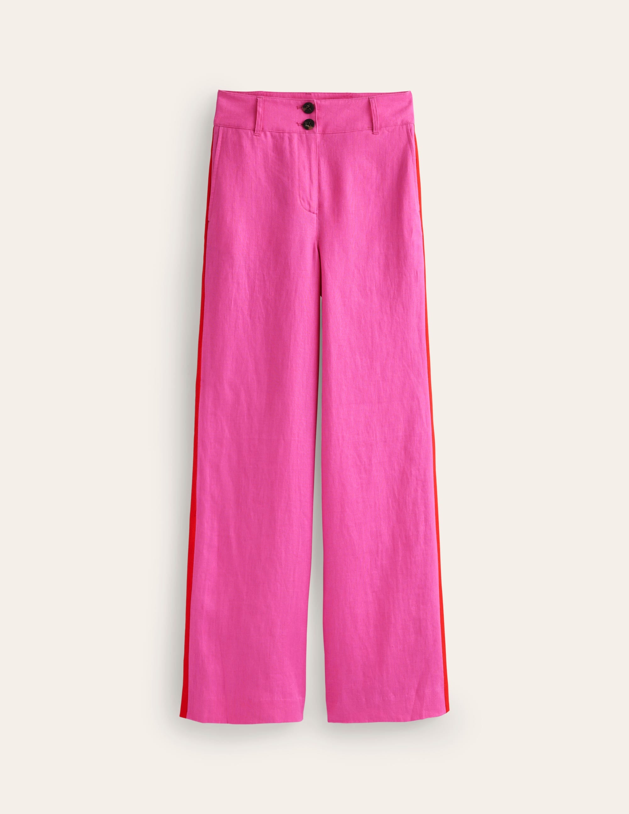 Westbourne Linen Trousers-Pop Pansy, Red Side Stripe - Image 5