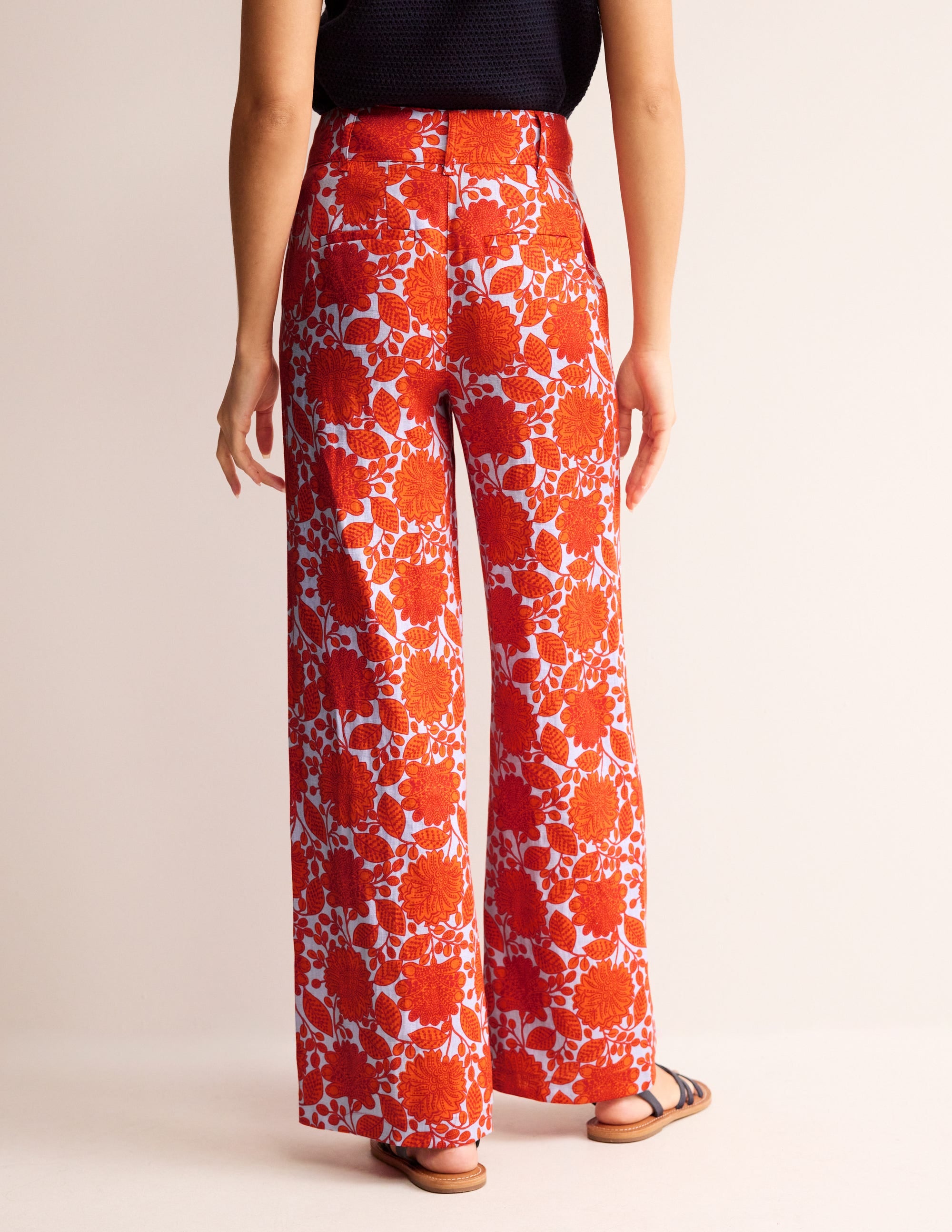 Westbourne Linen Trousers-Firecracker, Gardenia Swirl - Image 3