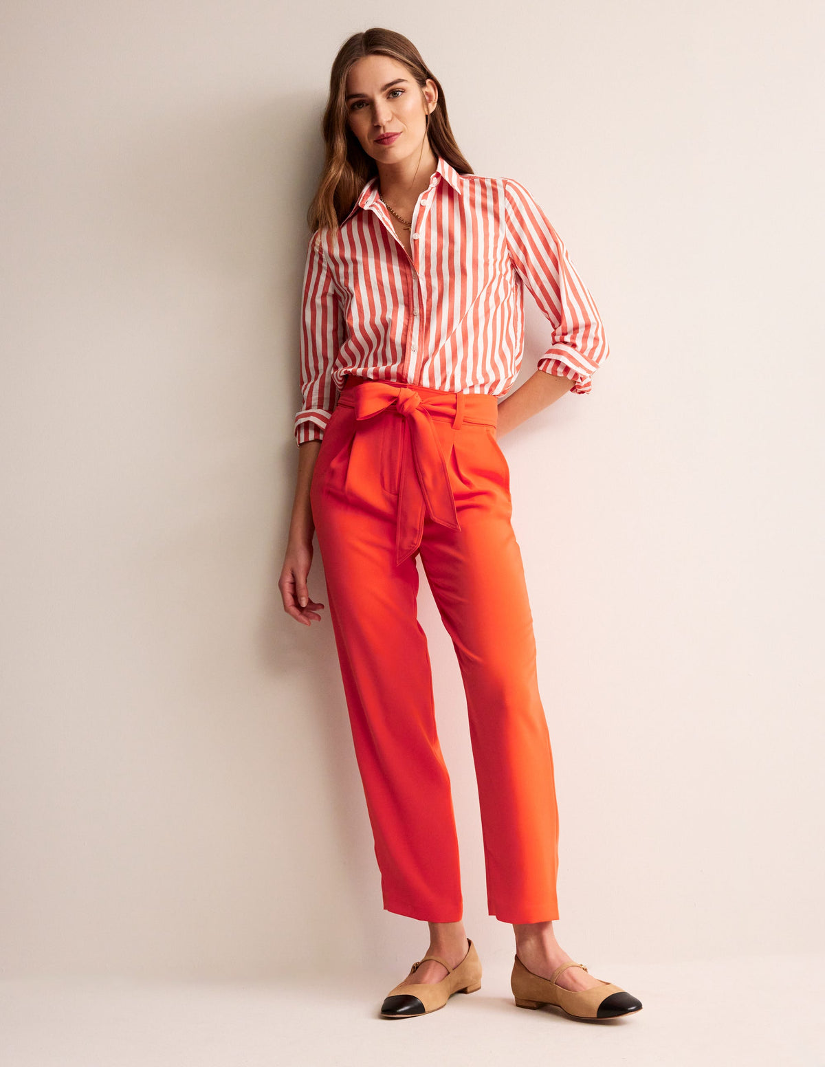 Tapered Tie Waist Trousers-Fiesta - Image 1