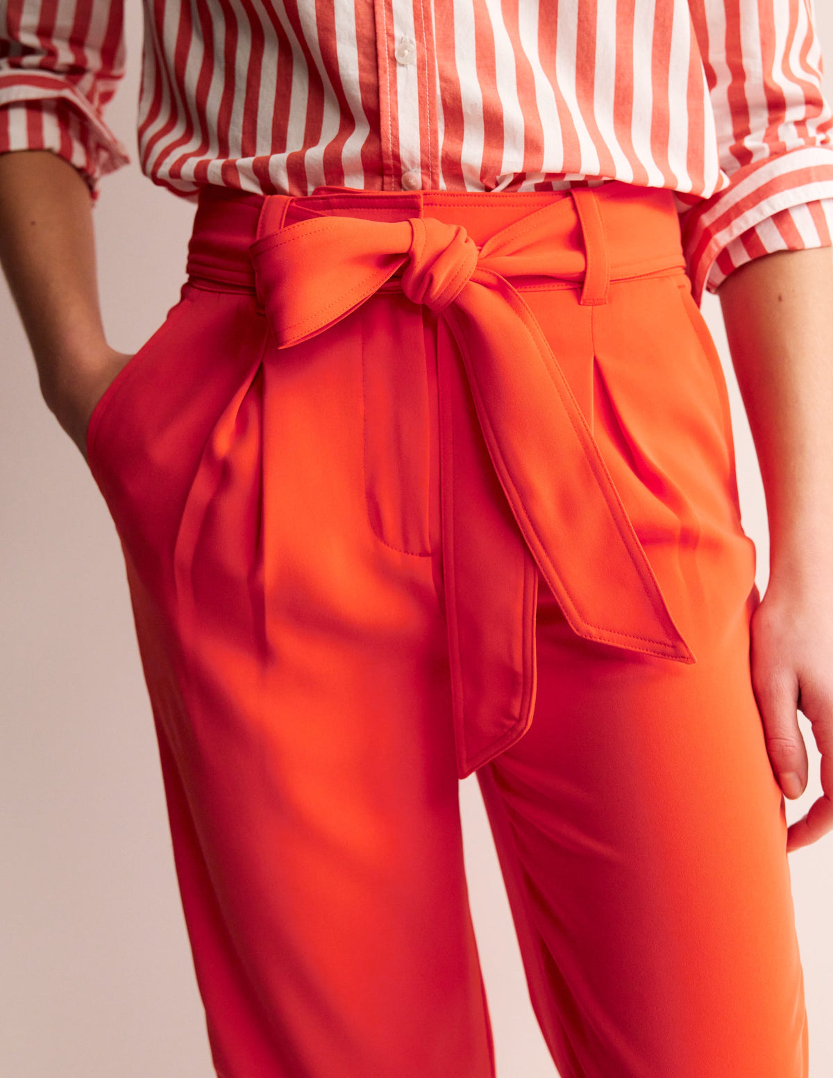 Tapered Tie Waist Trousers-Fiesta-2