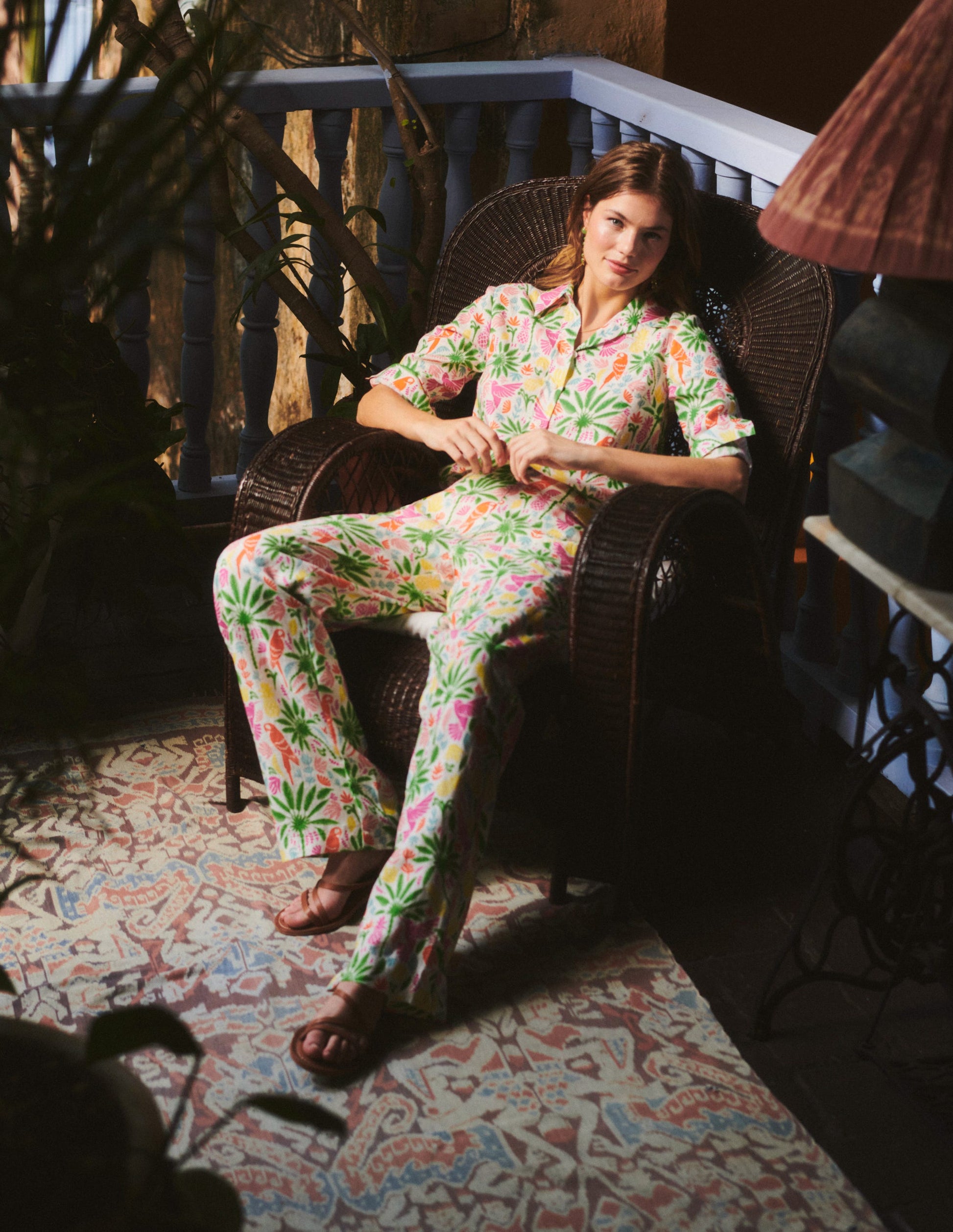 Hampstead Linen Trousers-Multi, Tropical Paradise-5