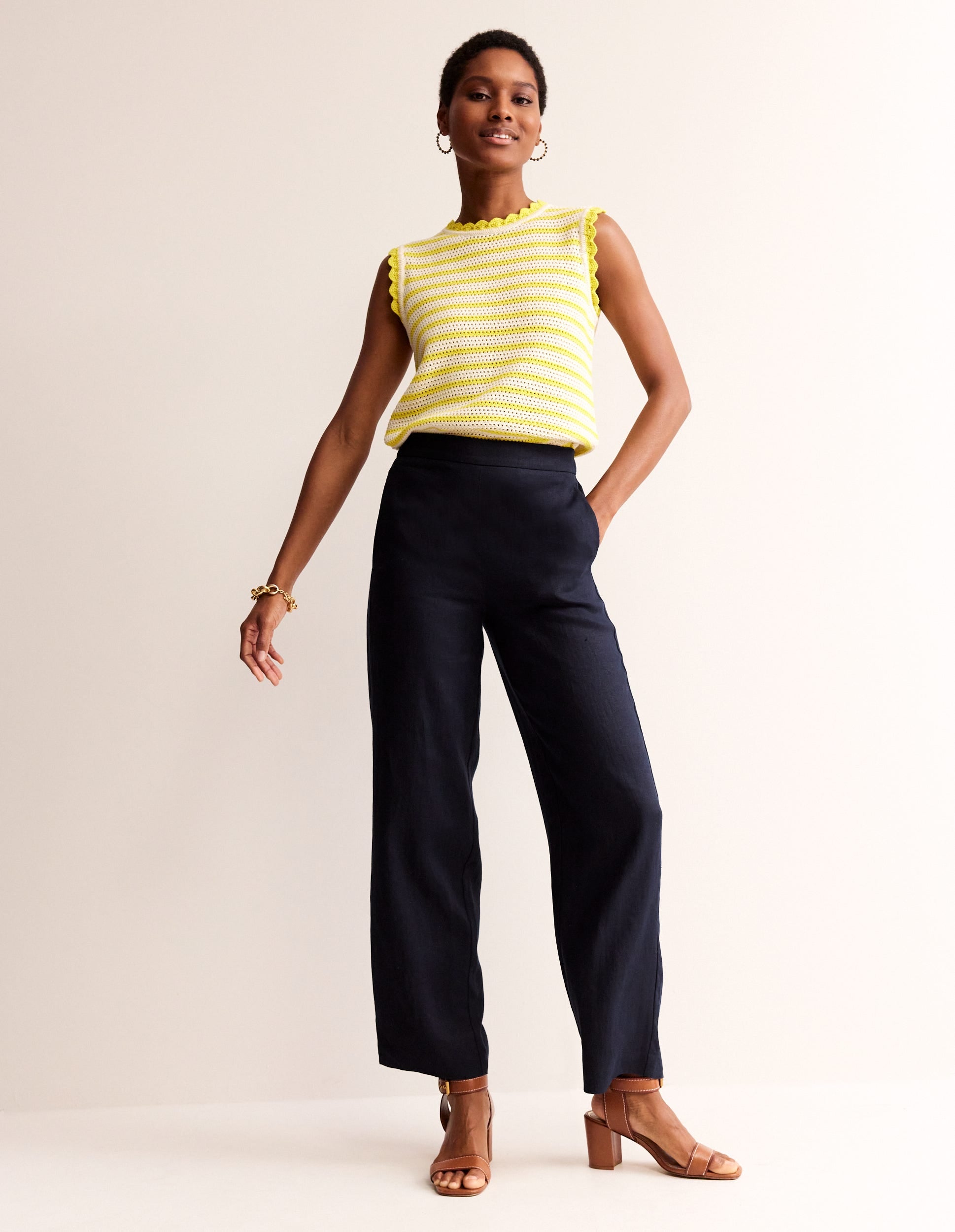 Hampstead Linen Trousers-Navy - Image 1