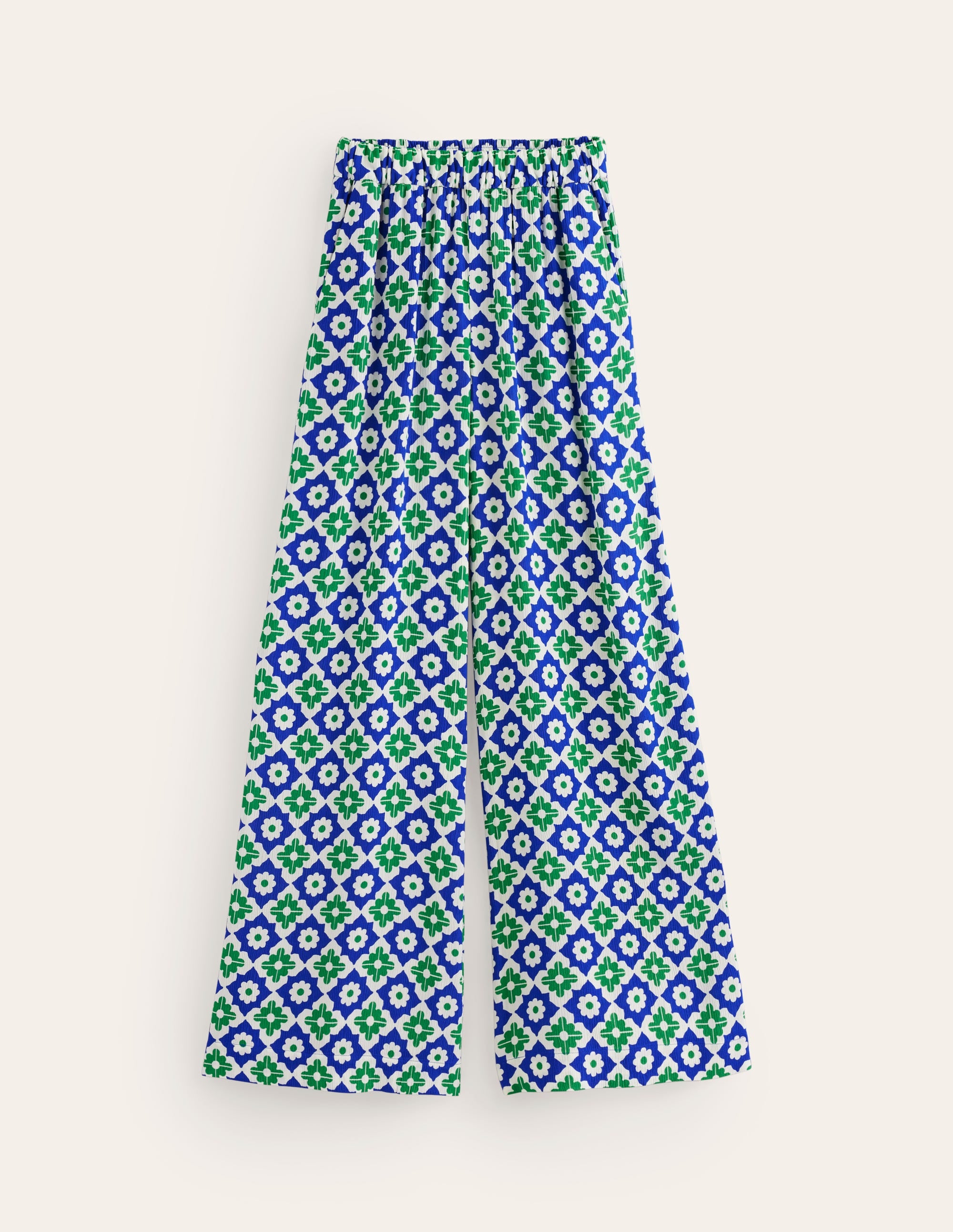 Crinkle Wide Trousers-Green Tambourine, Geometric - Image 6