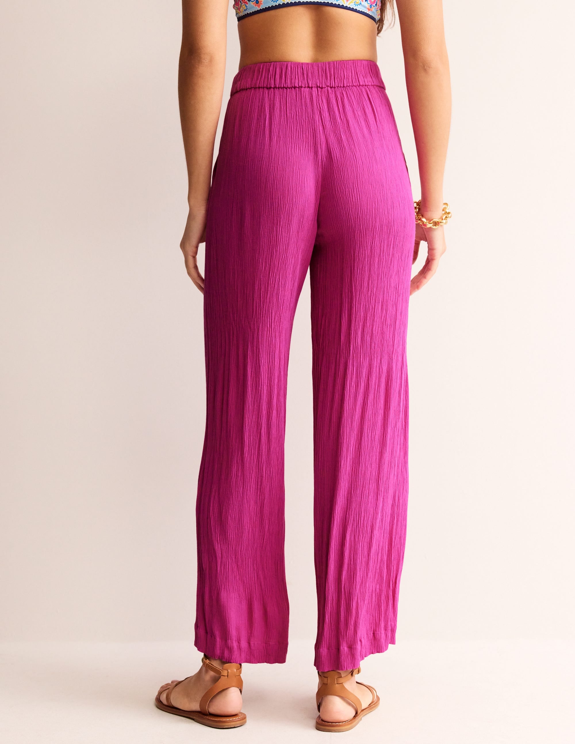 Crinkle Wide Trousers-Phlox Pink - Image 3