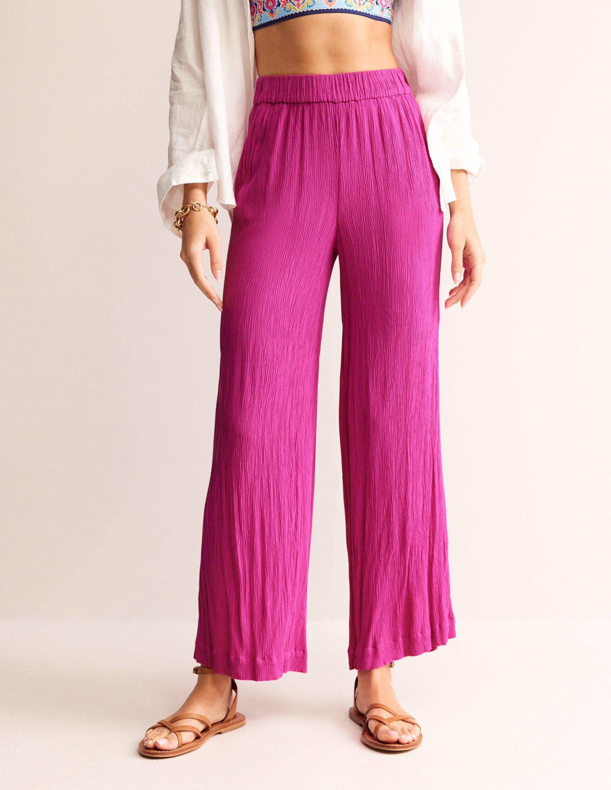Crinkle Wide Trousers-Phlox Pink - Image 4