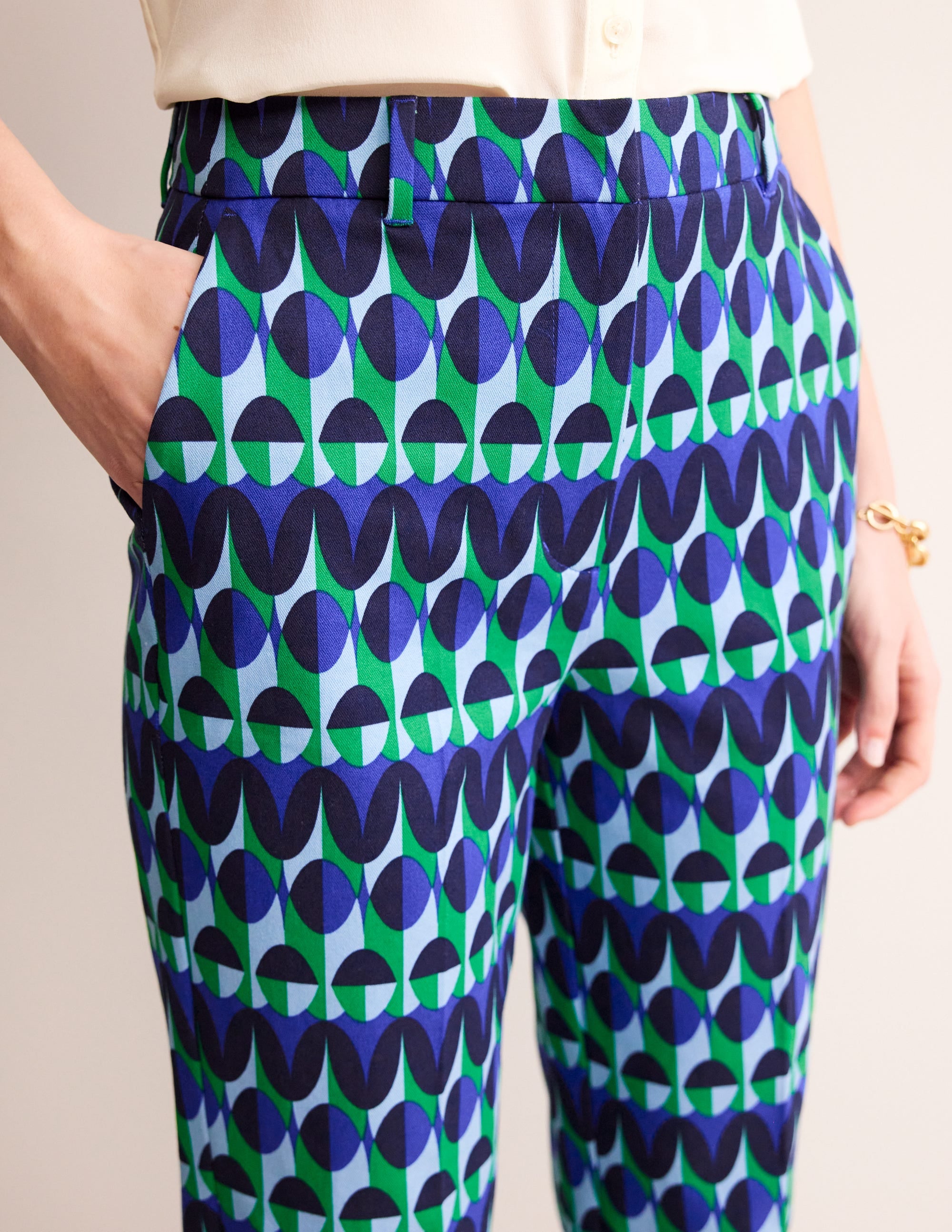 Kew Printed Trousers-Blue, Abstract Illusion - Image 2