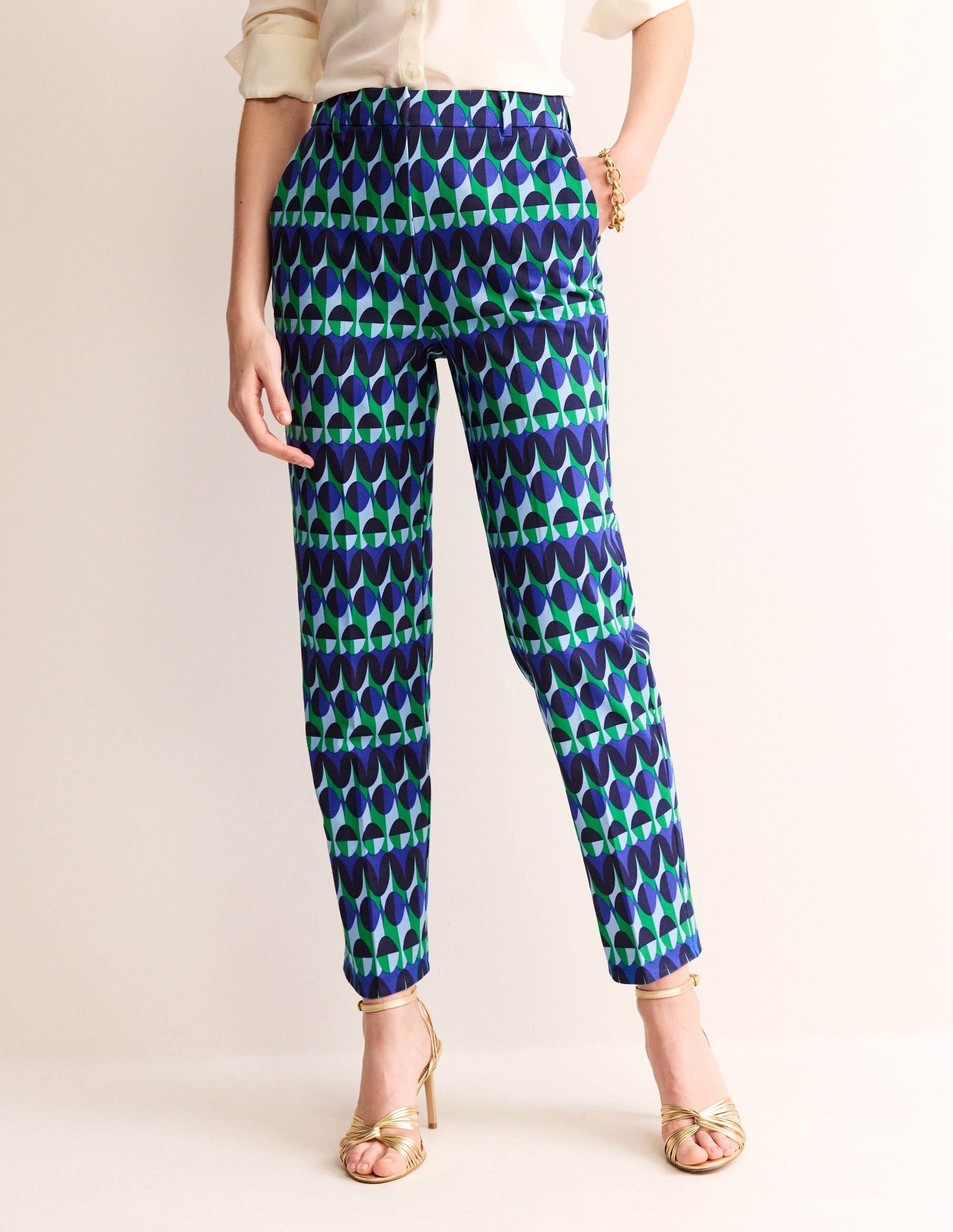 Kew Printed Trousers-Blue, Abstract Illusion - Image 4