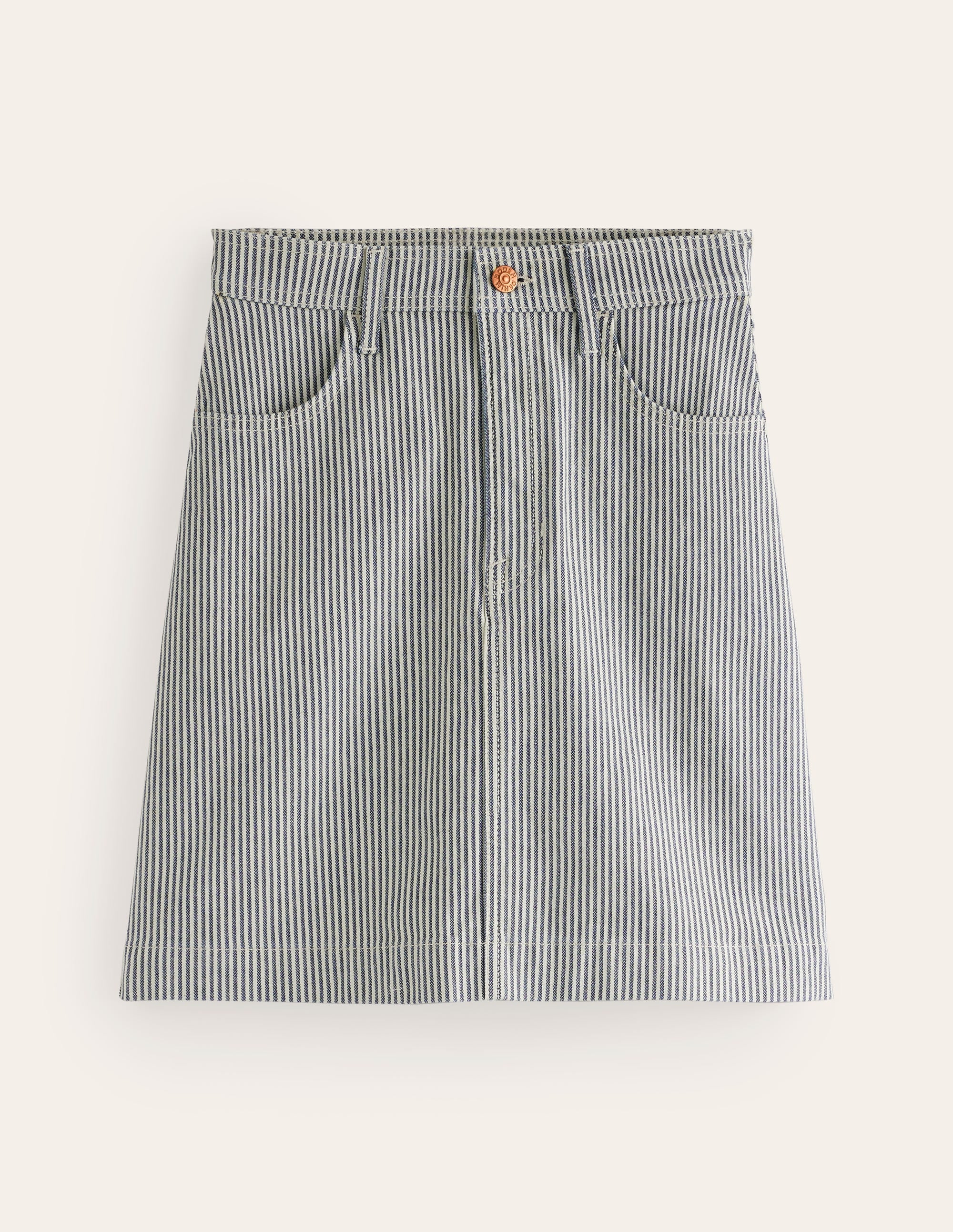 Nell Denim Mini Skirt-Blue Stripe - Image 5