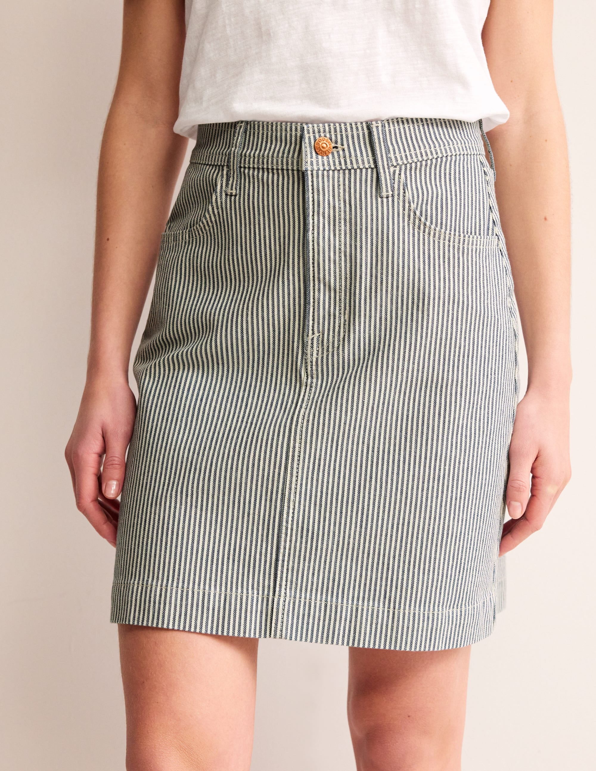 Nell Denim Mini Skirt-Blue Stripe - Image 4
