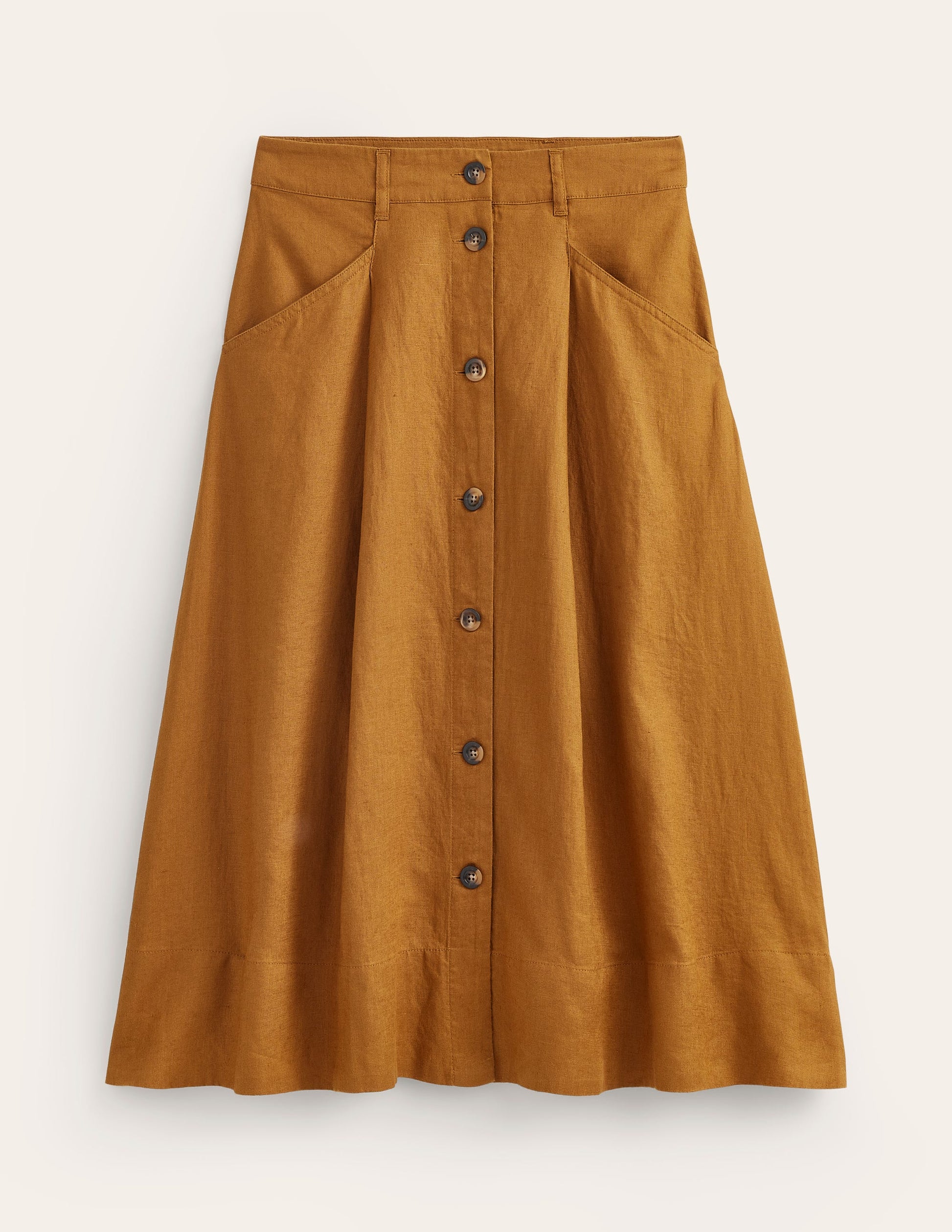 Petra Linen Midi Skirt-Bronze Brown-5