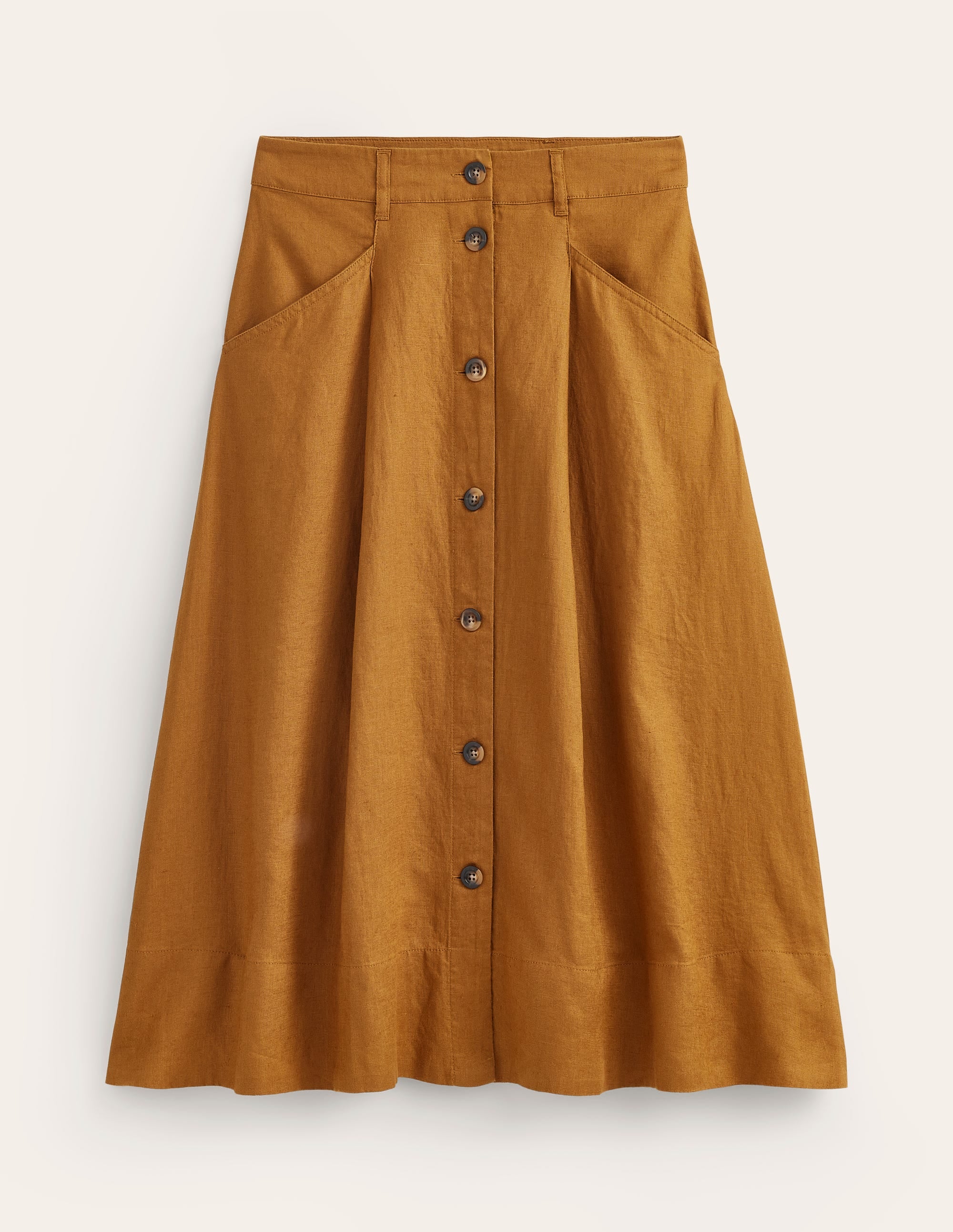 Petra Linen Midi Skirt-Bronze Brown - Image 5