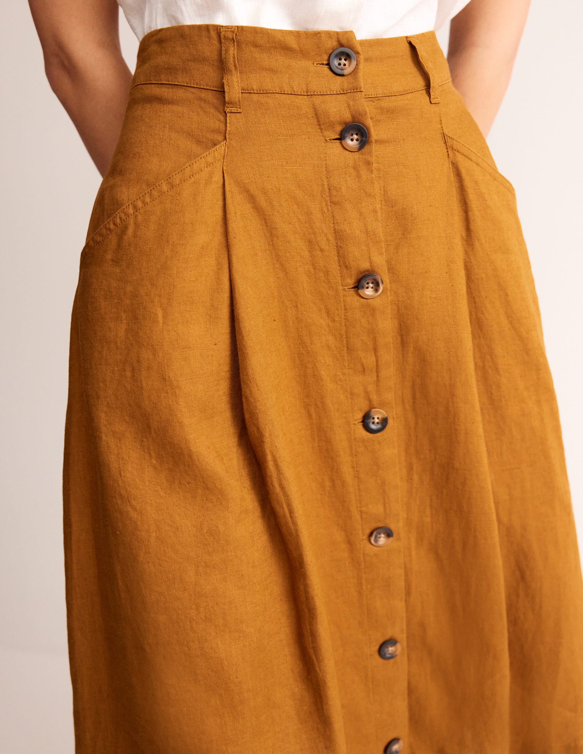 Petra Linen Midi Skirt-Bronze Brown - Image 2