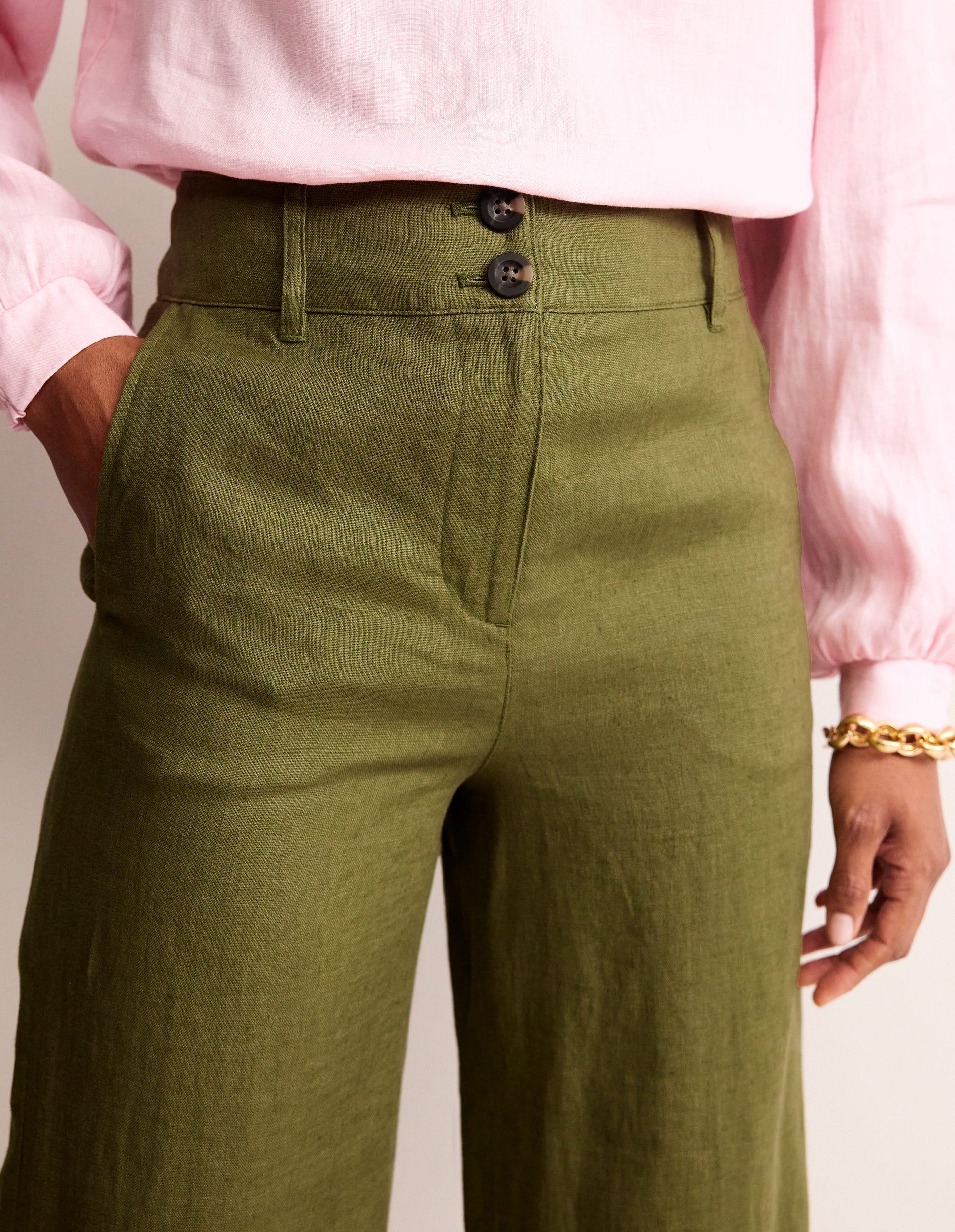Westbourne Linen Crop Trousers-Mayfly-2