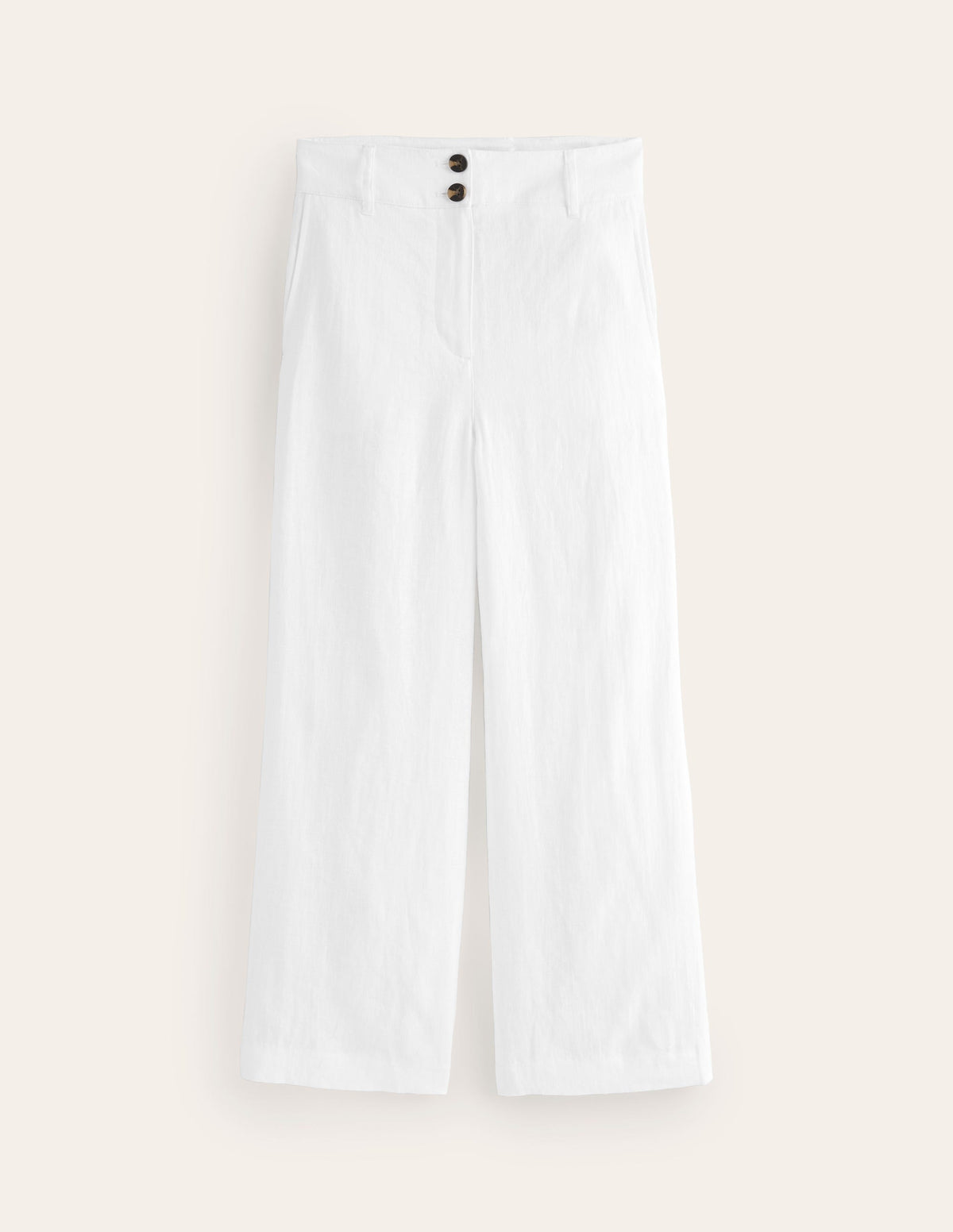 Westbourne Linen Crop Trousers-White-5