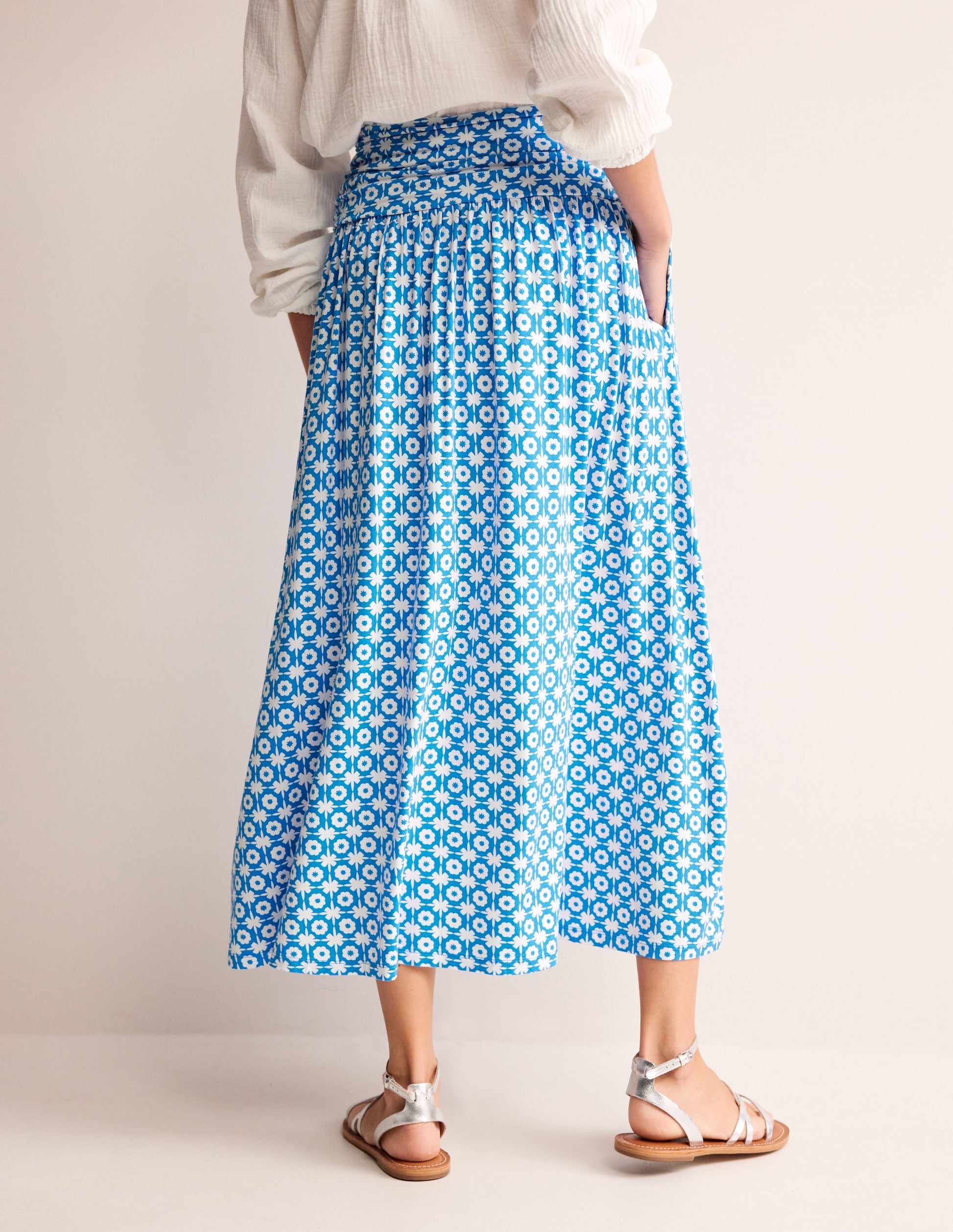 Rosaline Jersey Skirt-Brilliant Blue, Blossom Tile-3