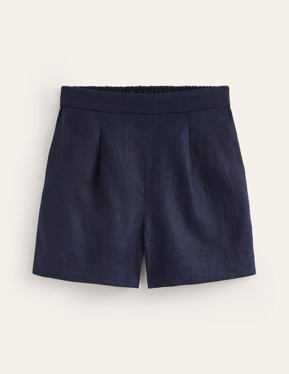 Hampstead Linen Shorts-Navy-5