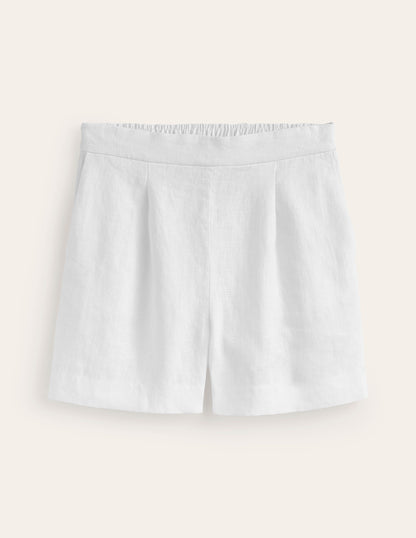 Hampstead Linen Shorts-White-5
