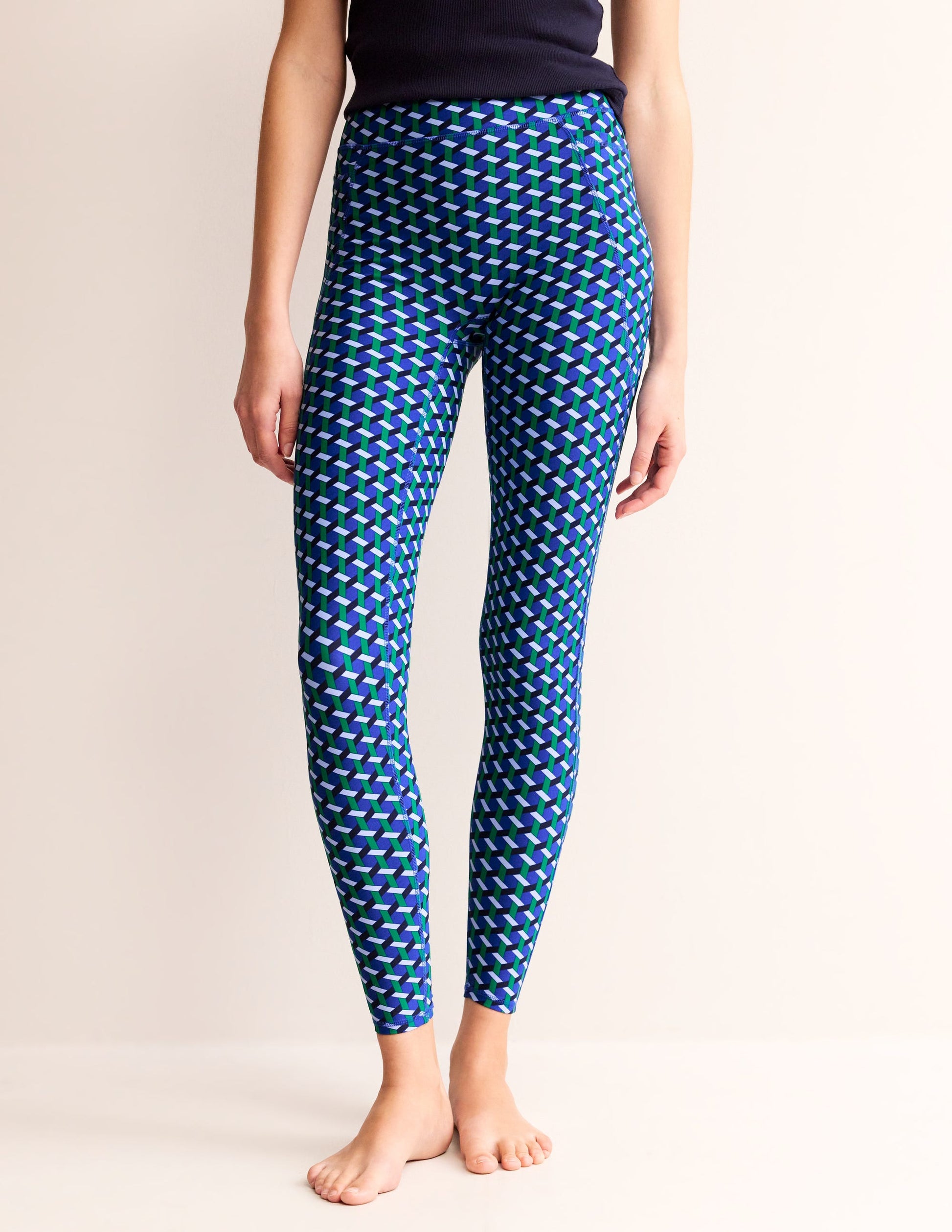 High Waist Pocket Leggings-Surf the Web, Honeycomb Geo-4