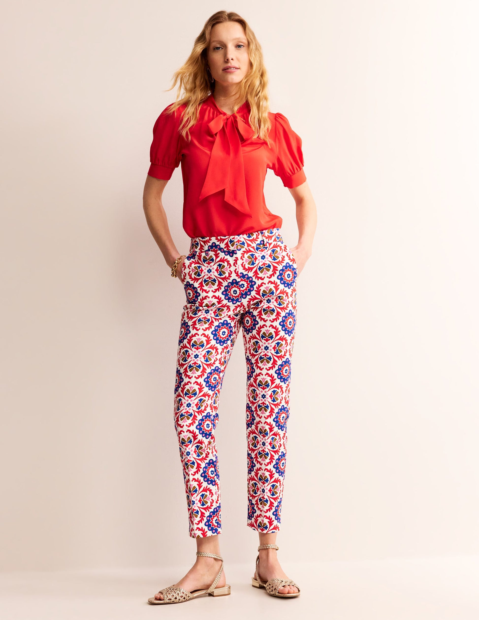Highgate Sateen Trousers-Rubicondo, Mosaic Bloom-1