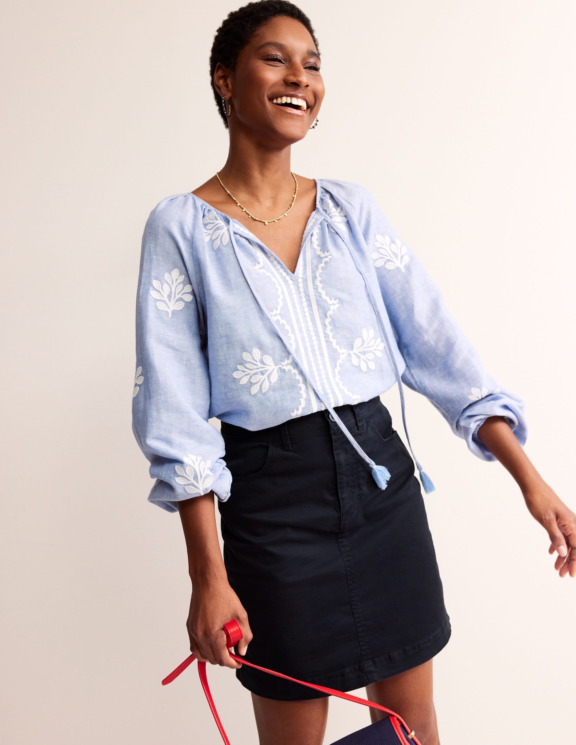 Nell Chino Skirt-Navy - Image 1