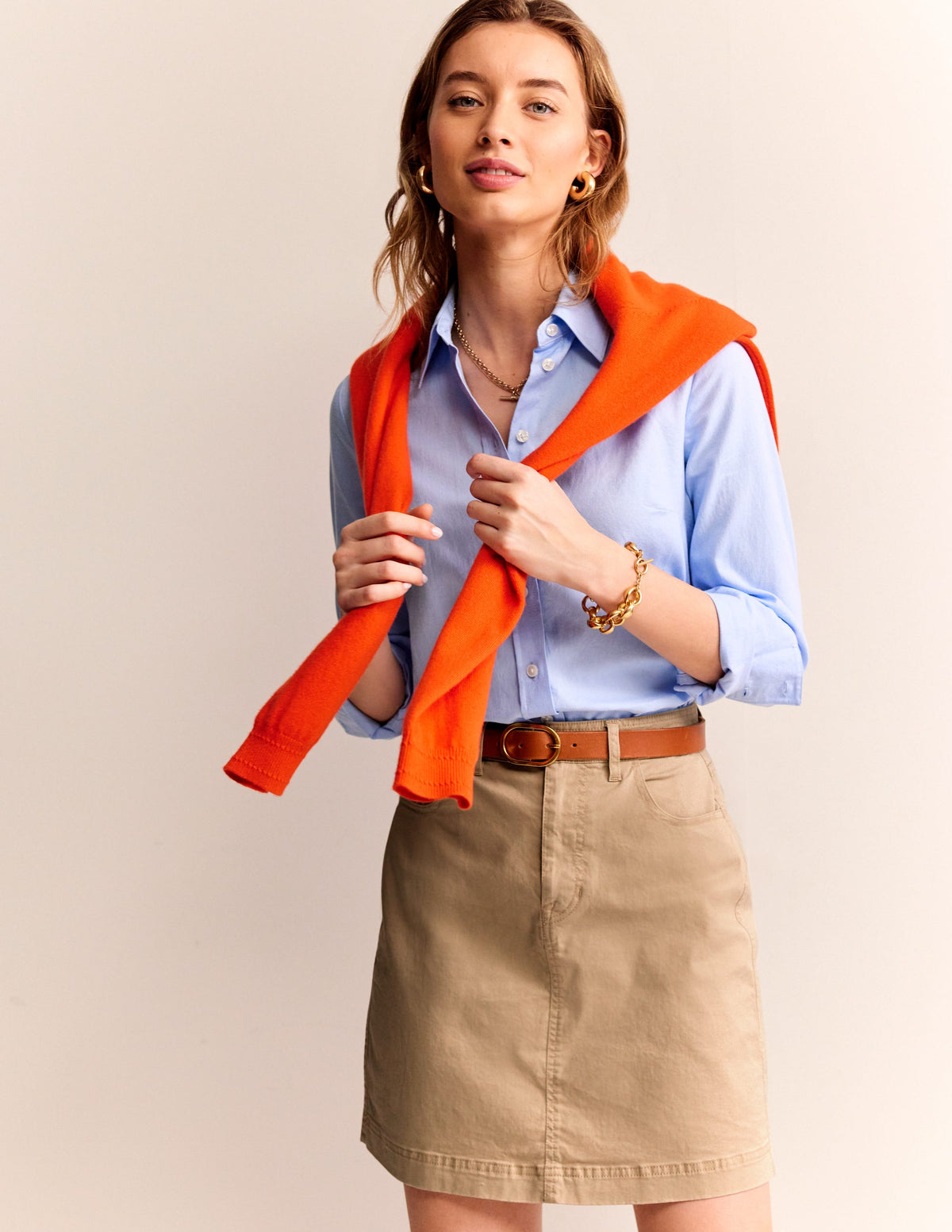 Nell Chino Skirt-Neutral - Image 1