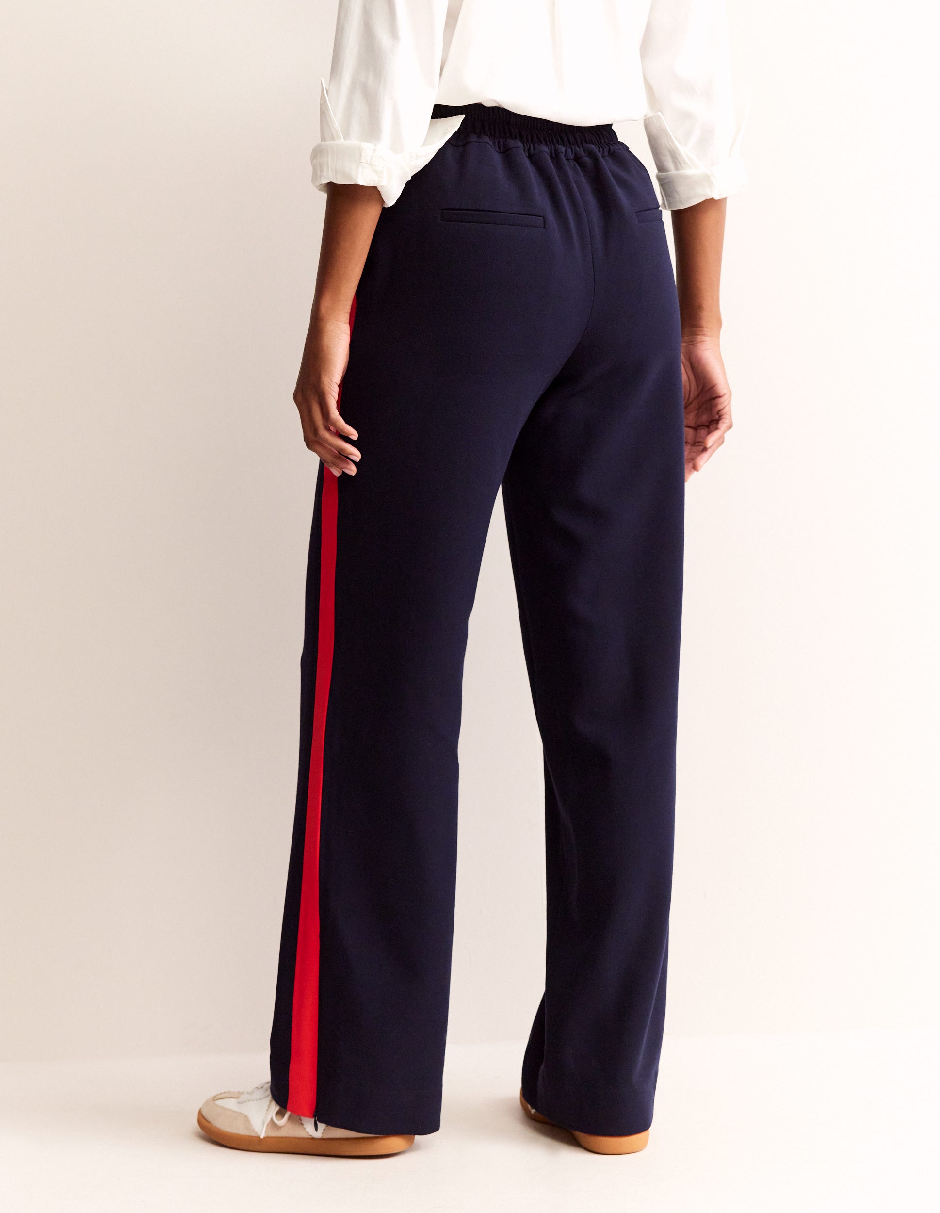 Pull On Side Stripe Trousers-Navy with Red Stripe - Image 3