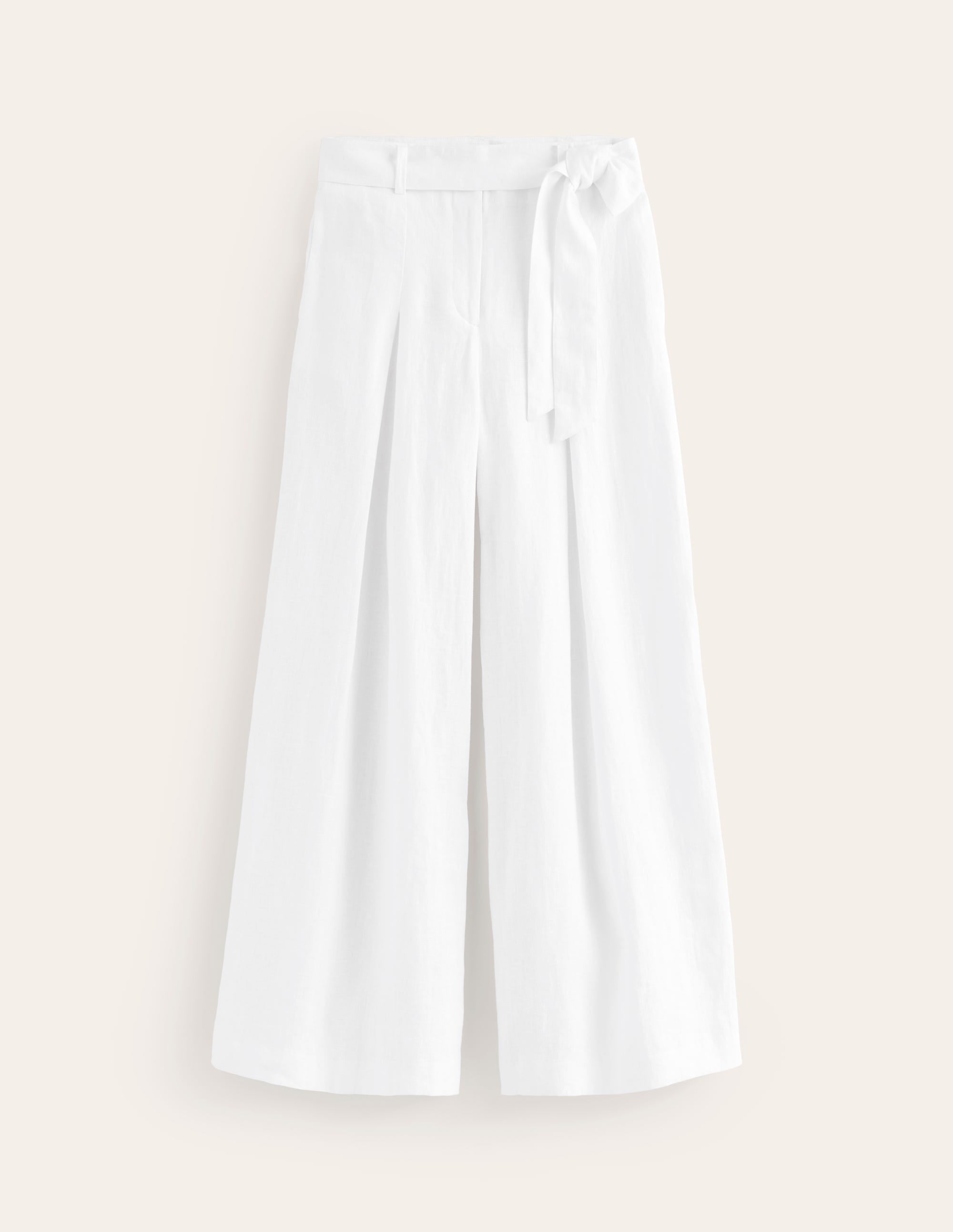 Palazzo Linen Trousers-White - Image 5